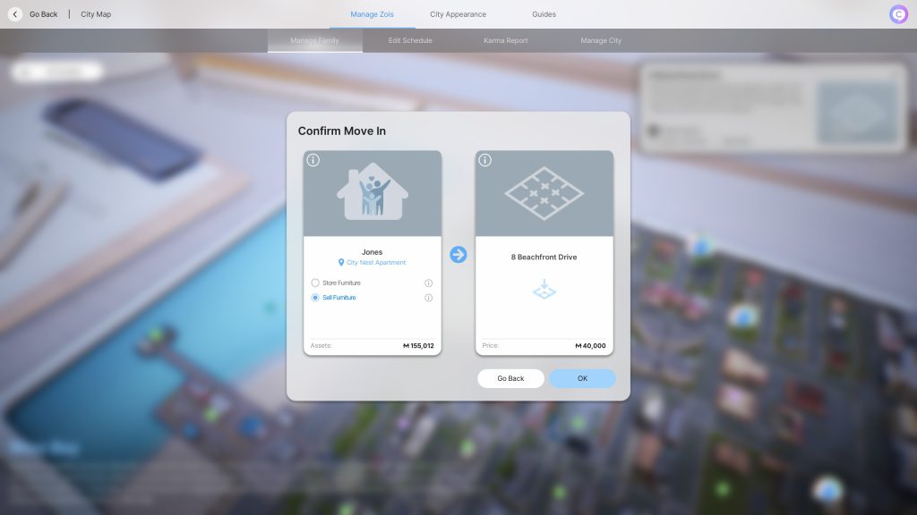 Selling your current home for a new property in InZOI