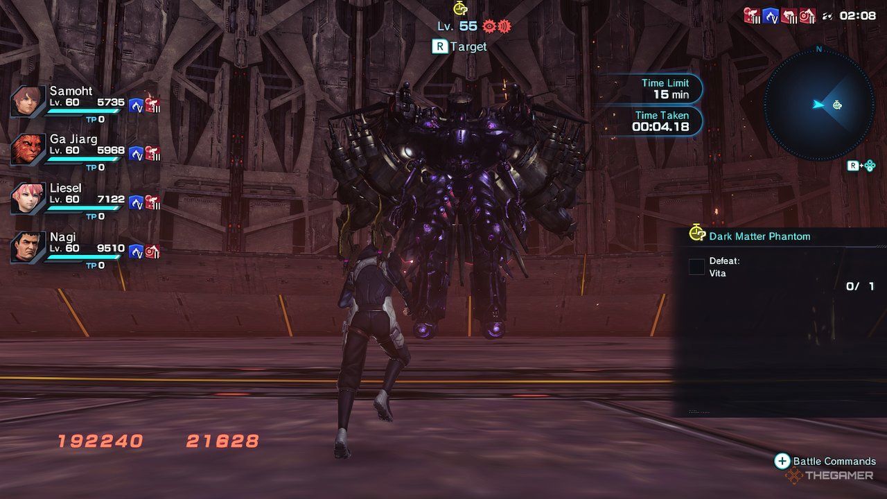 A screenshot of the Dark Matter Phantom time attack mission in Xenoblade Chronicles X: Definitive Edition.