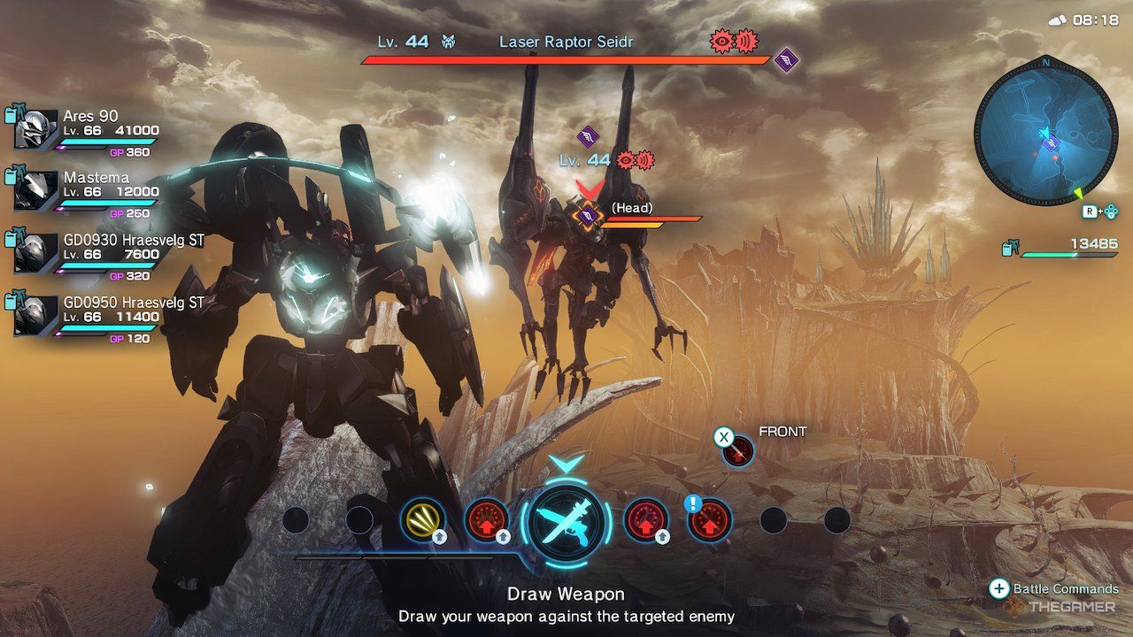 A screenshot of a Seidr enemy that can be found in the skies above Cauldros in Xenoblade Chronicles X: Definitive Edition.