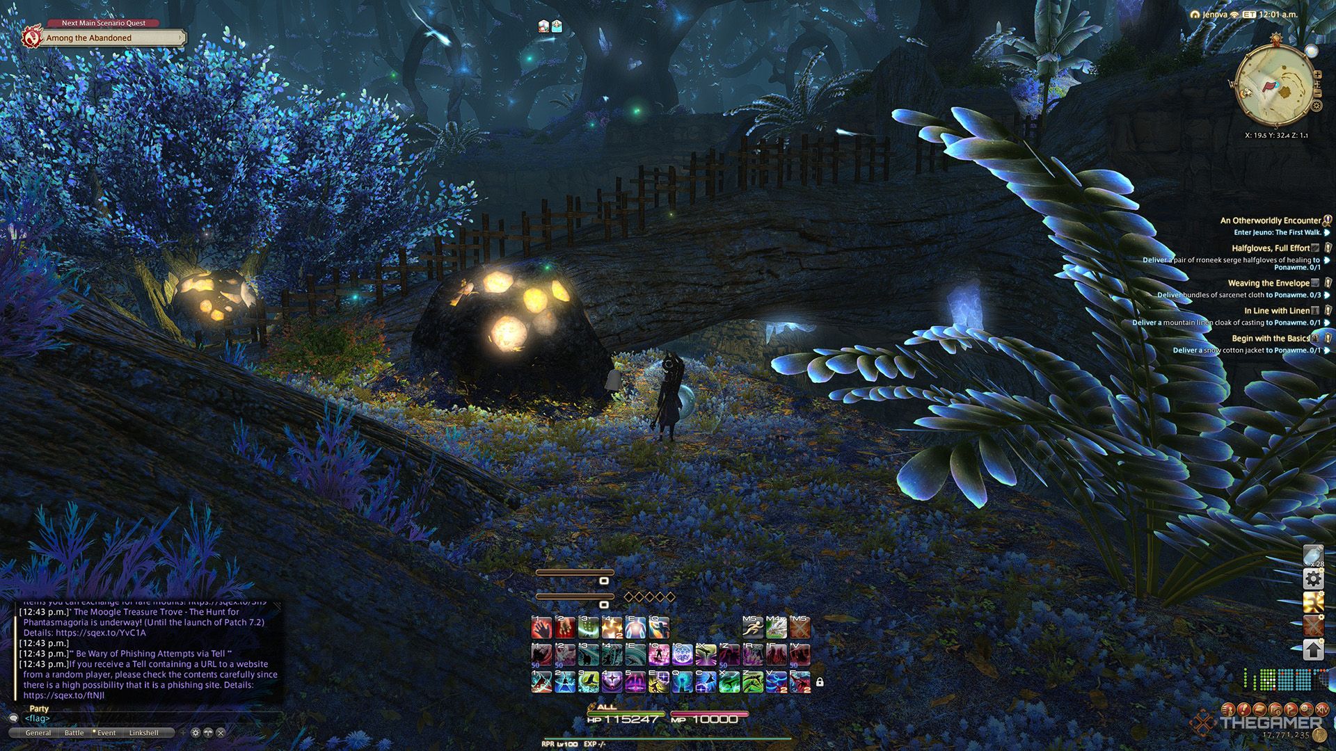 A player standing at a Sightseeing Log location in Final Fantasy 14.