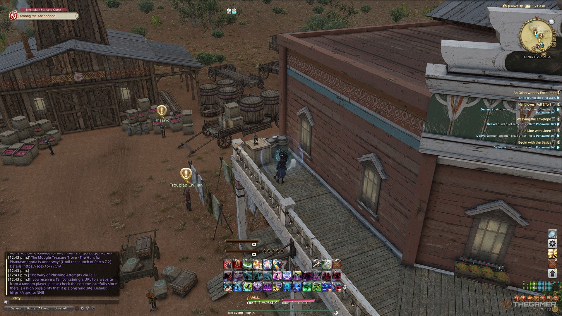 A player standing at a Sightseeing Log location in Final Fantasy 14.