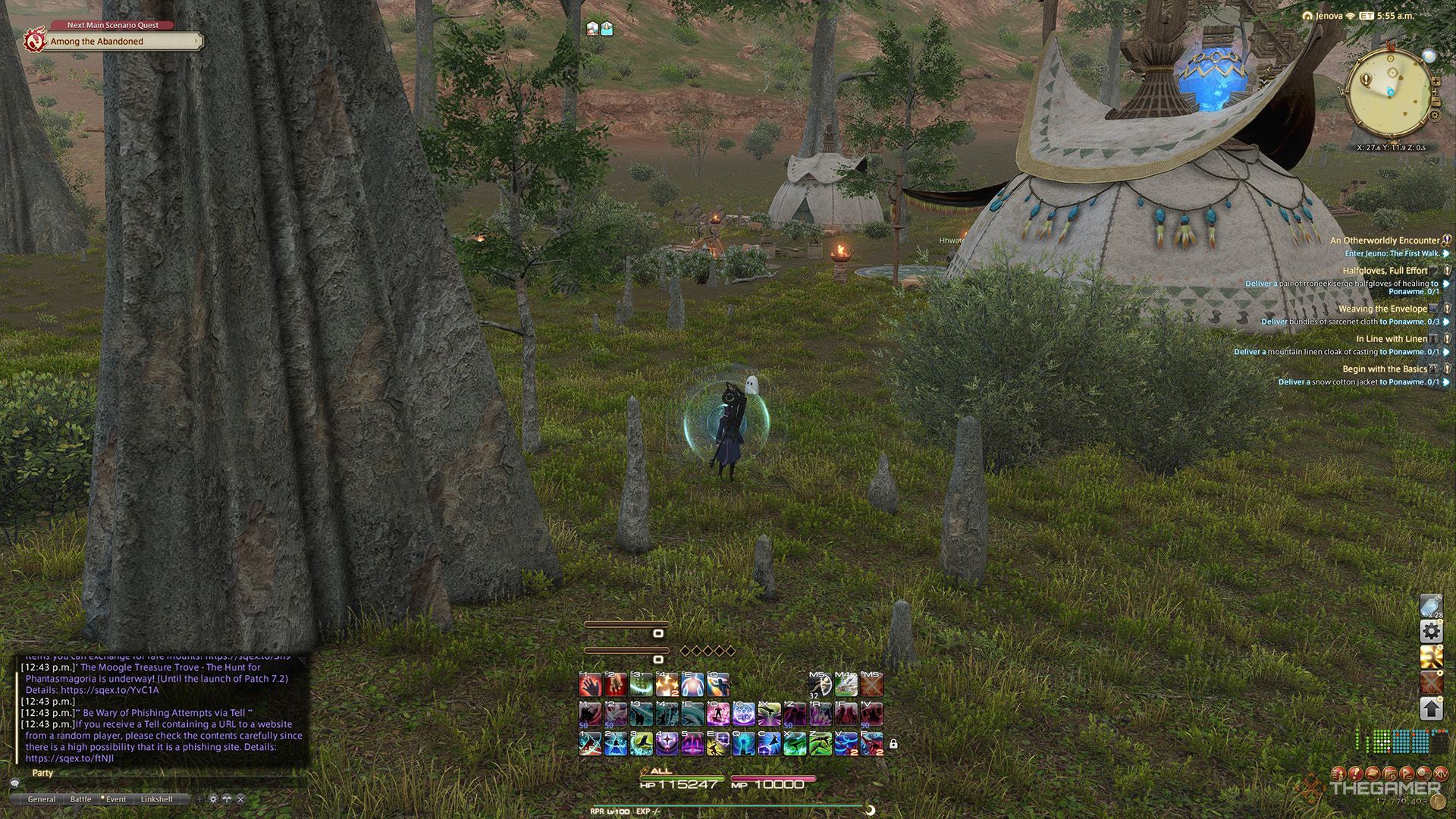 A player standing at a Sightseeing Log location in Final Fantasy 14.