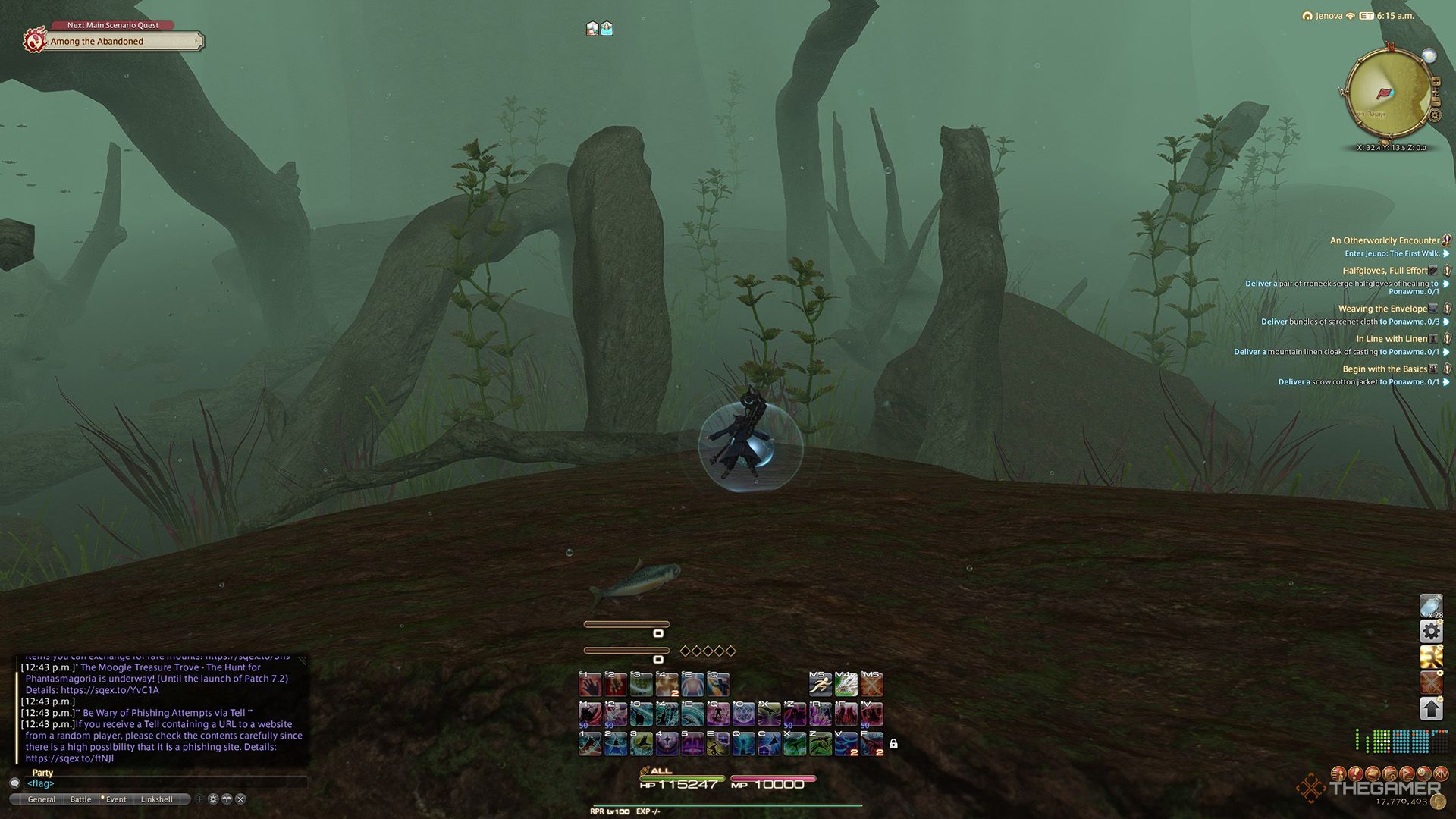 A player standing at a Sightseeing Log location in Final Fantasy 14.
