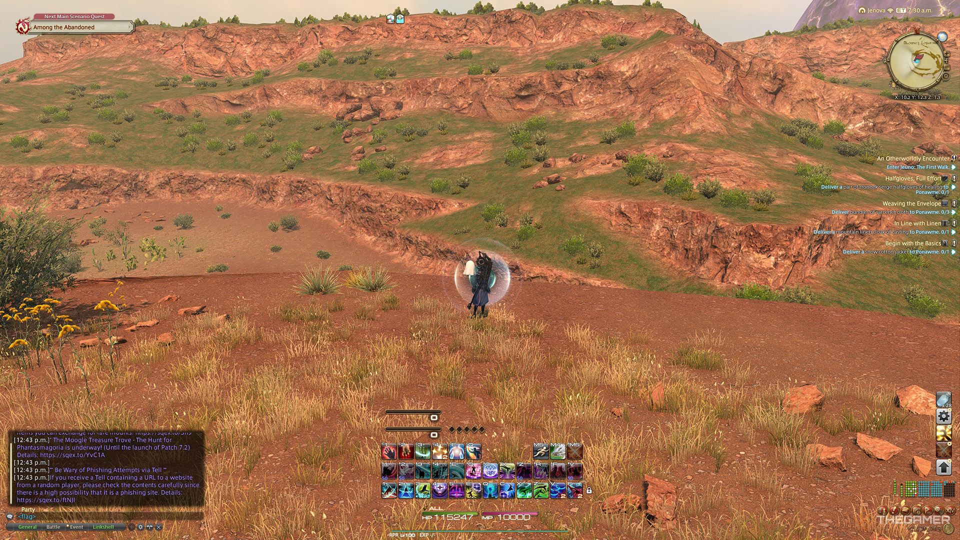 A player standing at a Sightseeing Log location in Final Fantasy 14.
