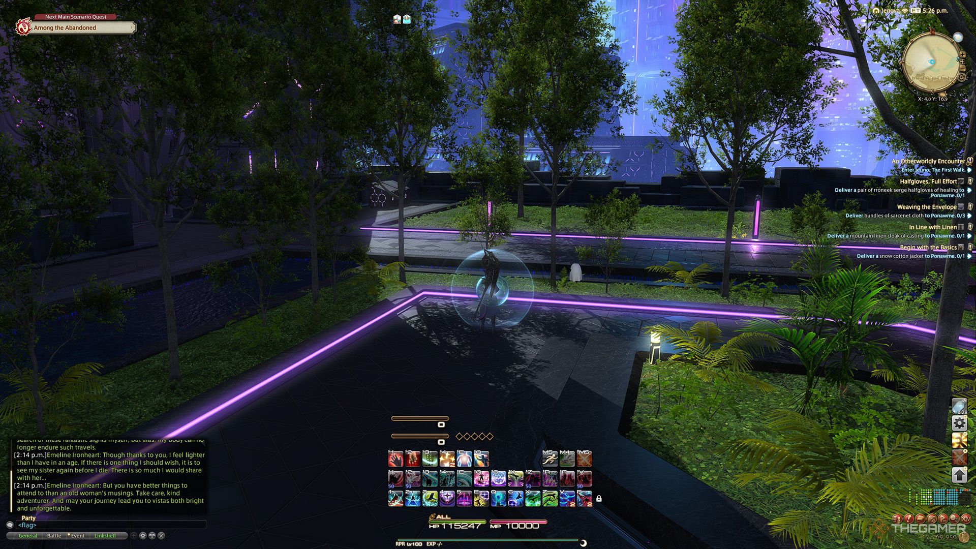 A player standing at a Sightseeing Log location in Final Fantasy 14.
