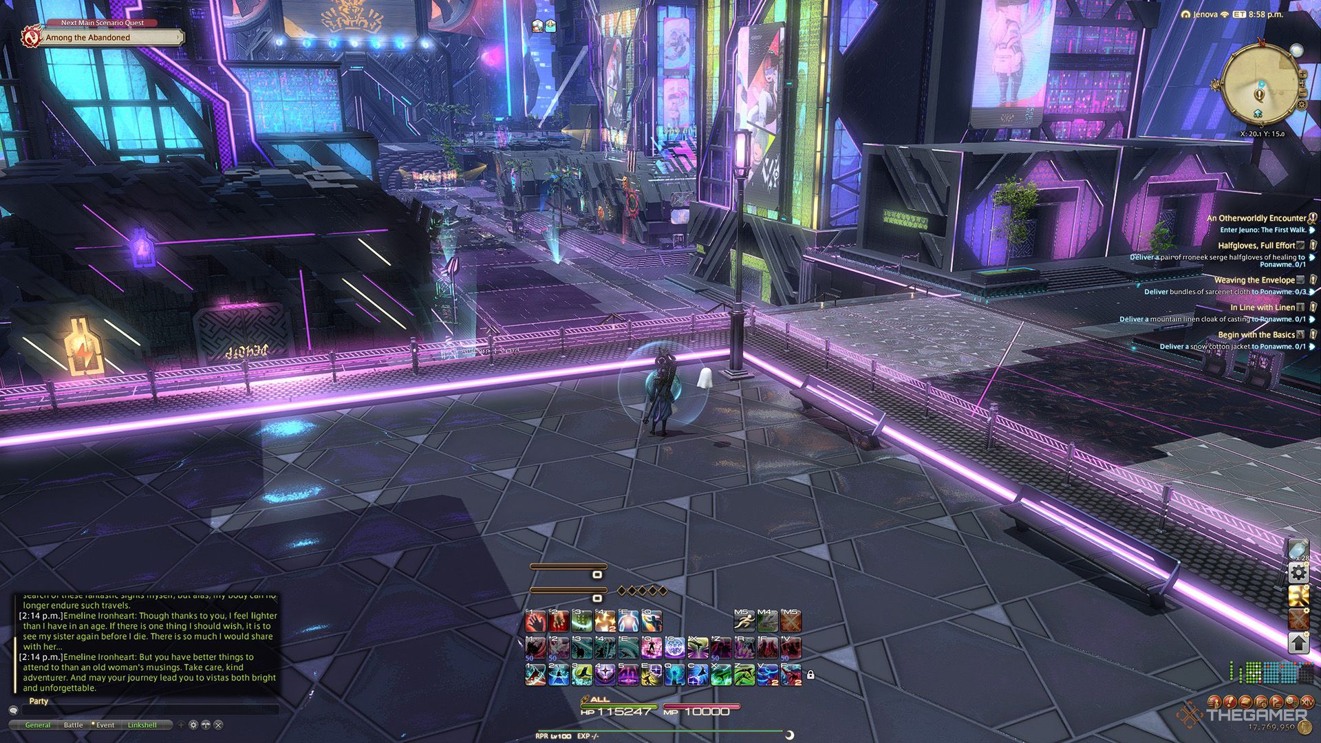 A player standing at a Sightseeing Log location in Final Fantasy 14.