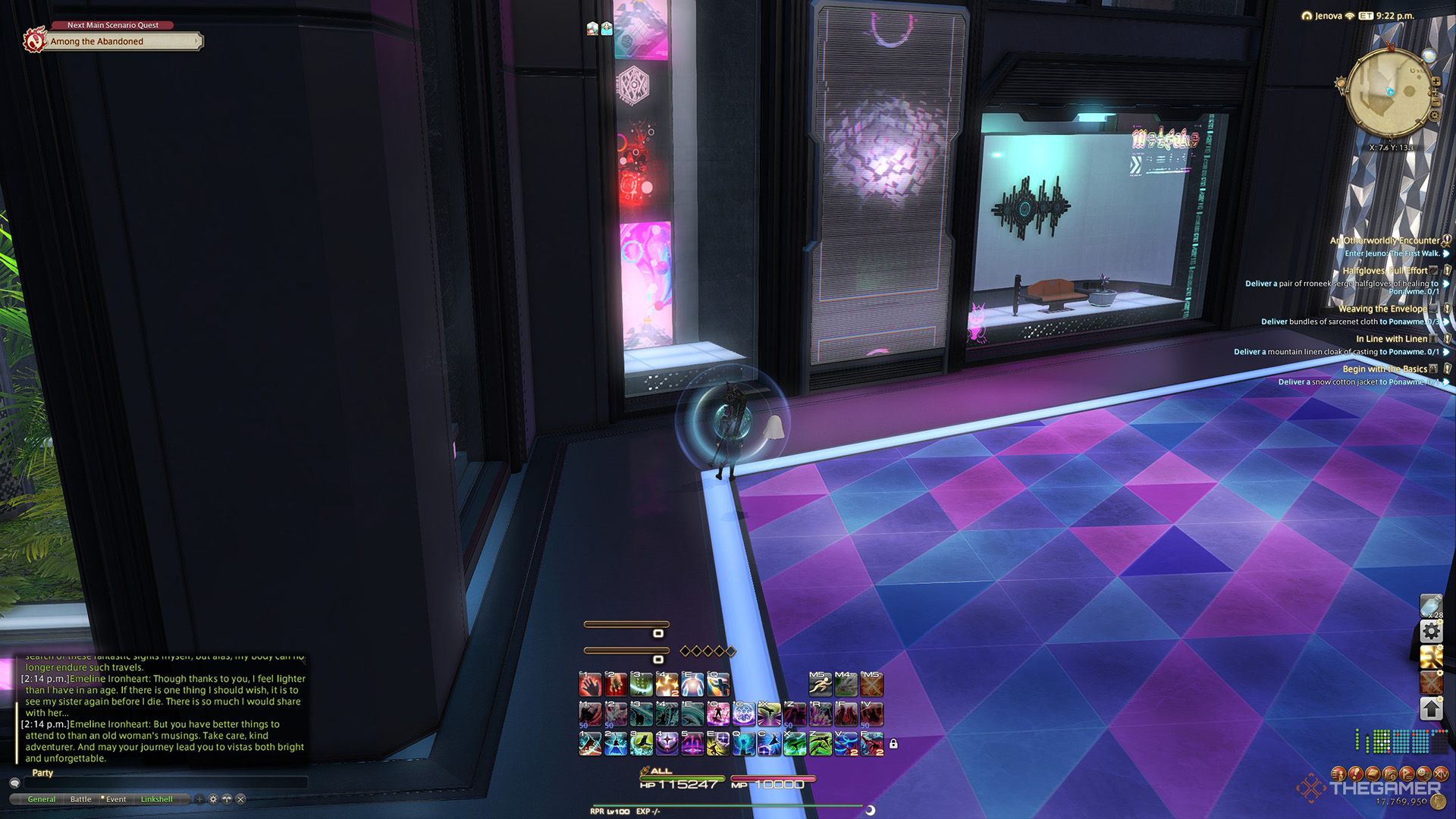 A player standing at a Sightseeing Log location in Final Fantasy 14.