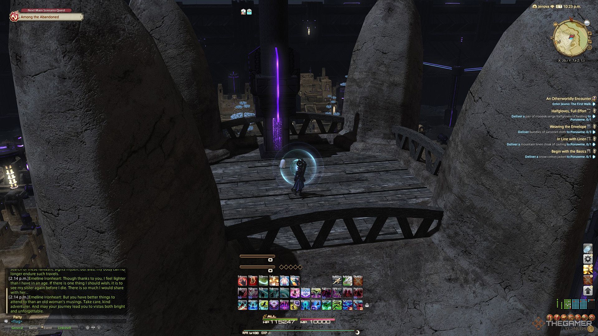 A player standing at a Sightseeing Log location in Final Fantasy 14.