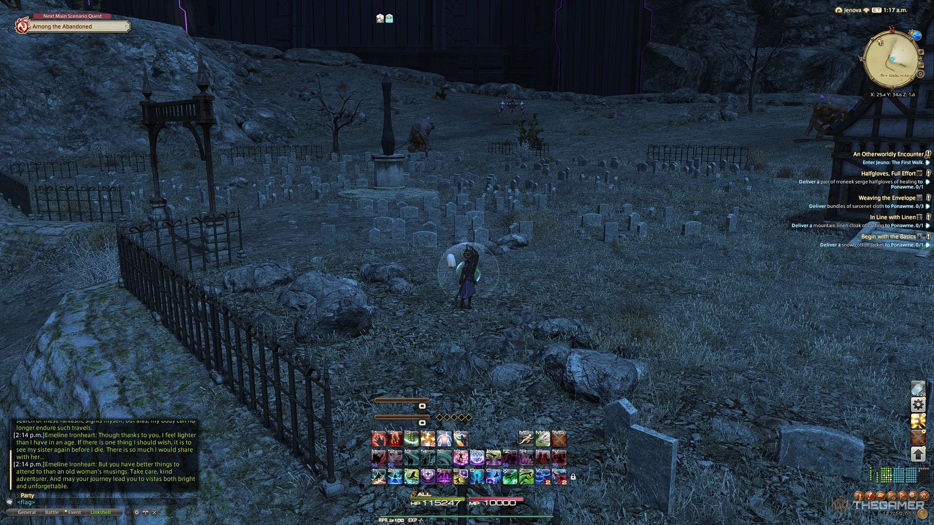 A player standing at a Sightseeing Log location in Final Fantasy 14.