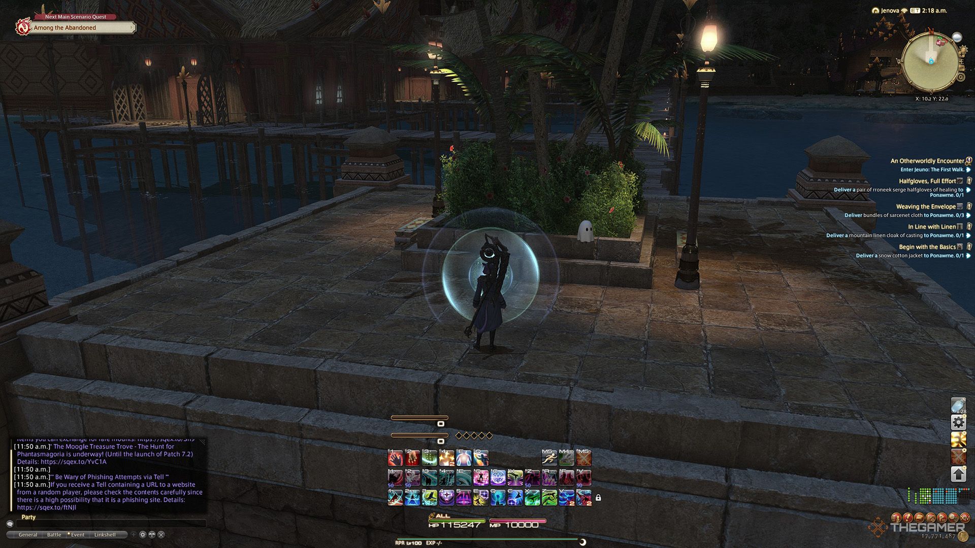 A player standing at a Sightseeing Log location in Final Fantasy 14.