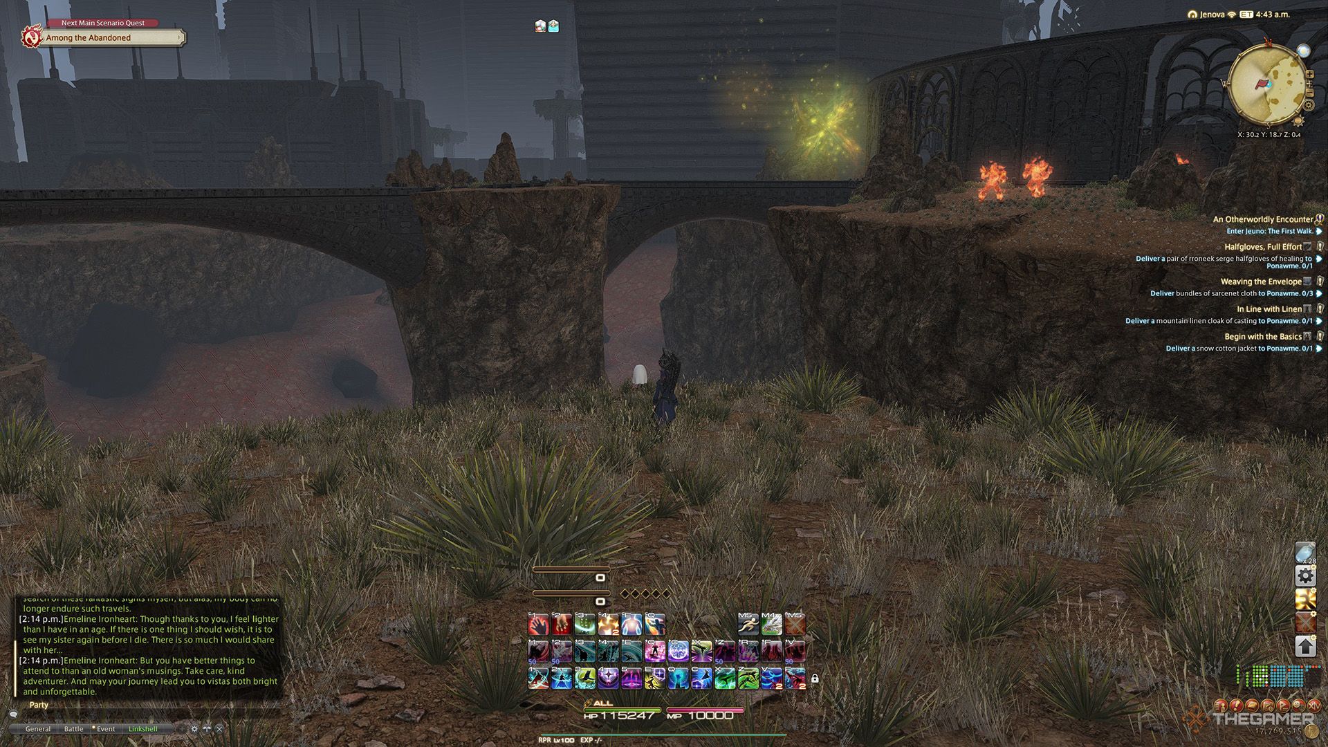 A player standing at a Sightseeing Log location in Final Fantasy 14.