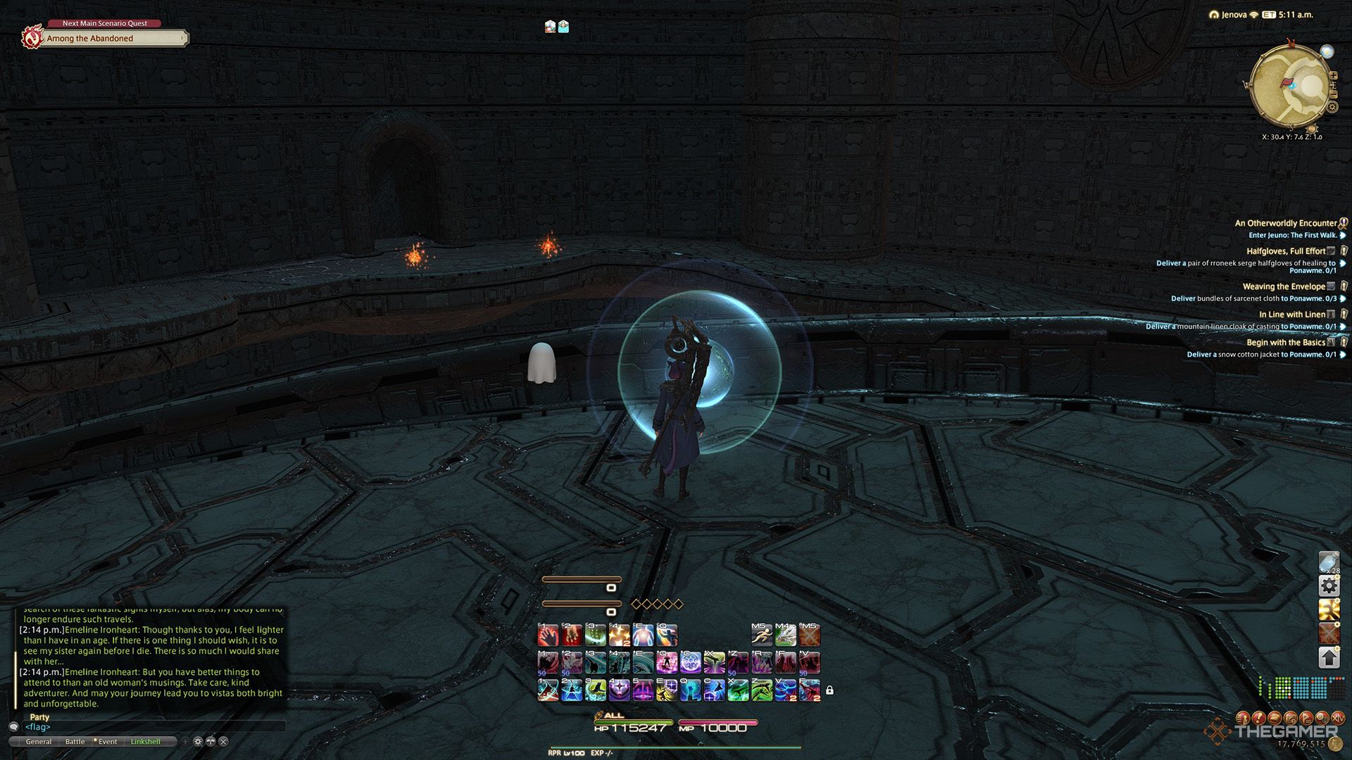 A player standing at a Sightseeing Log location in Final Fantasy 14.