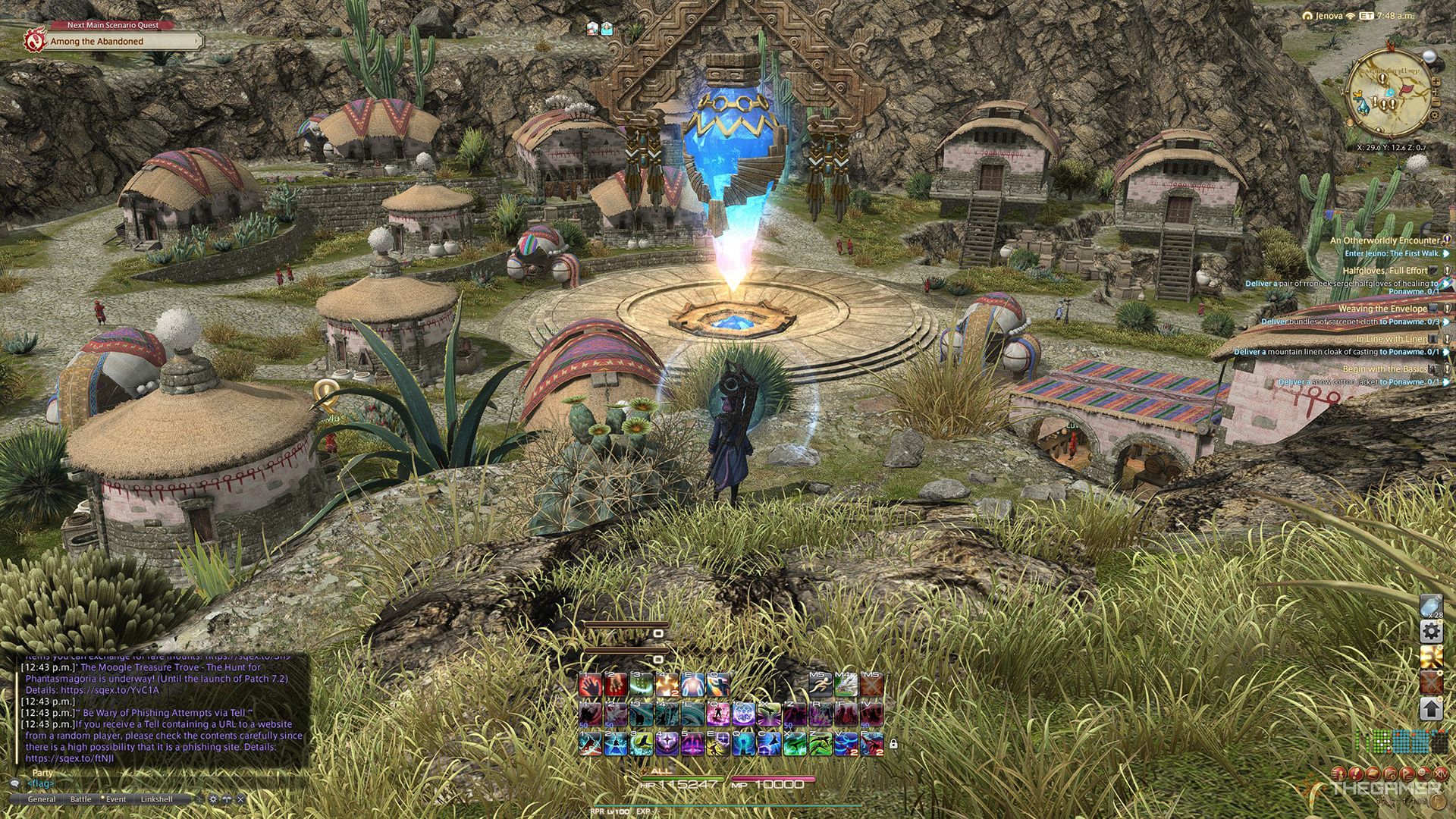 A player standing at a Sightseeing Log location in Final Fantasy 14.