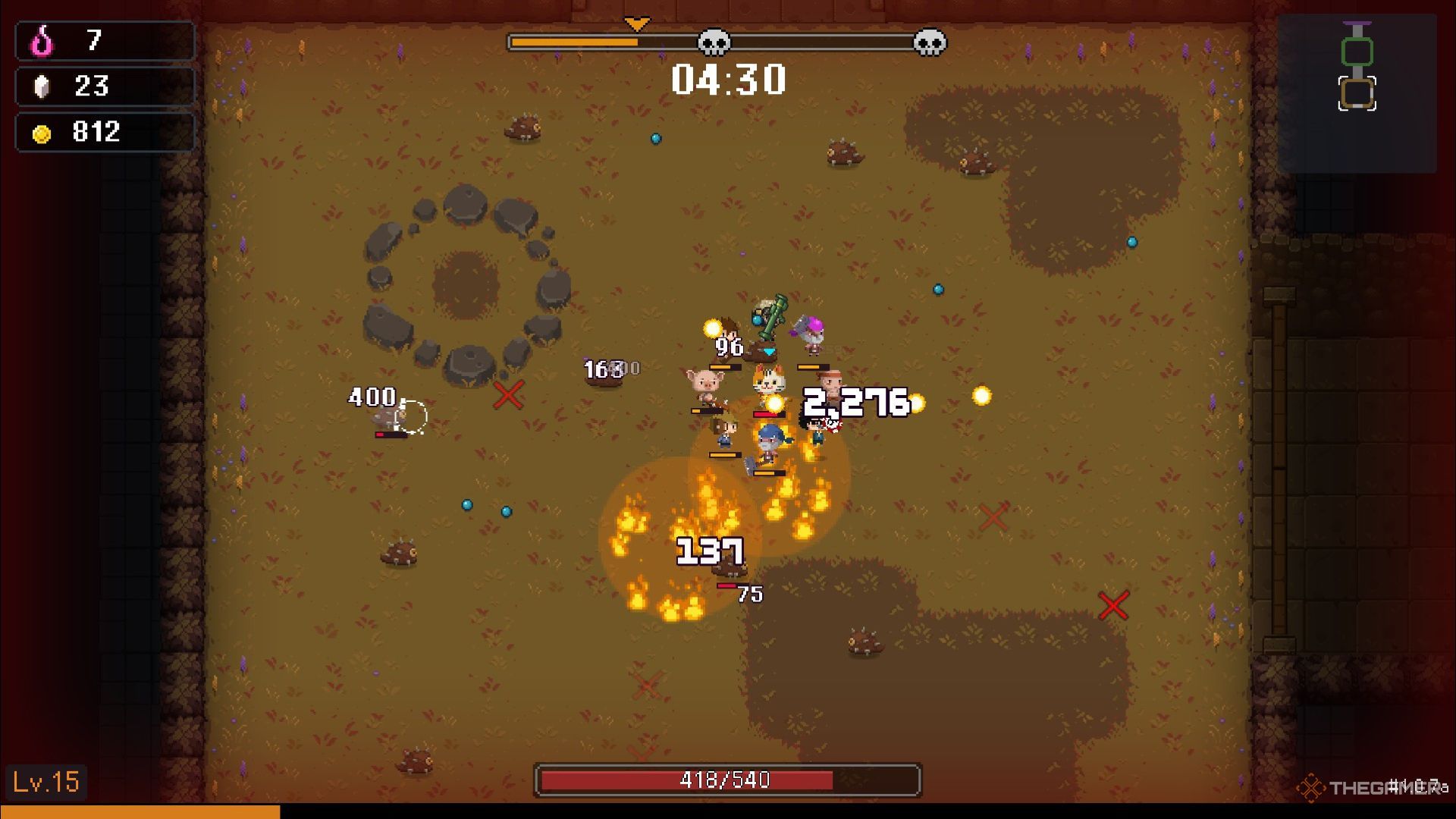 A Rocket soldier sets fire to several enemies in Stand Survivors