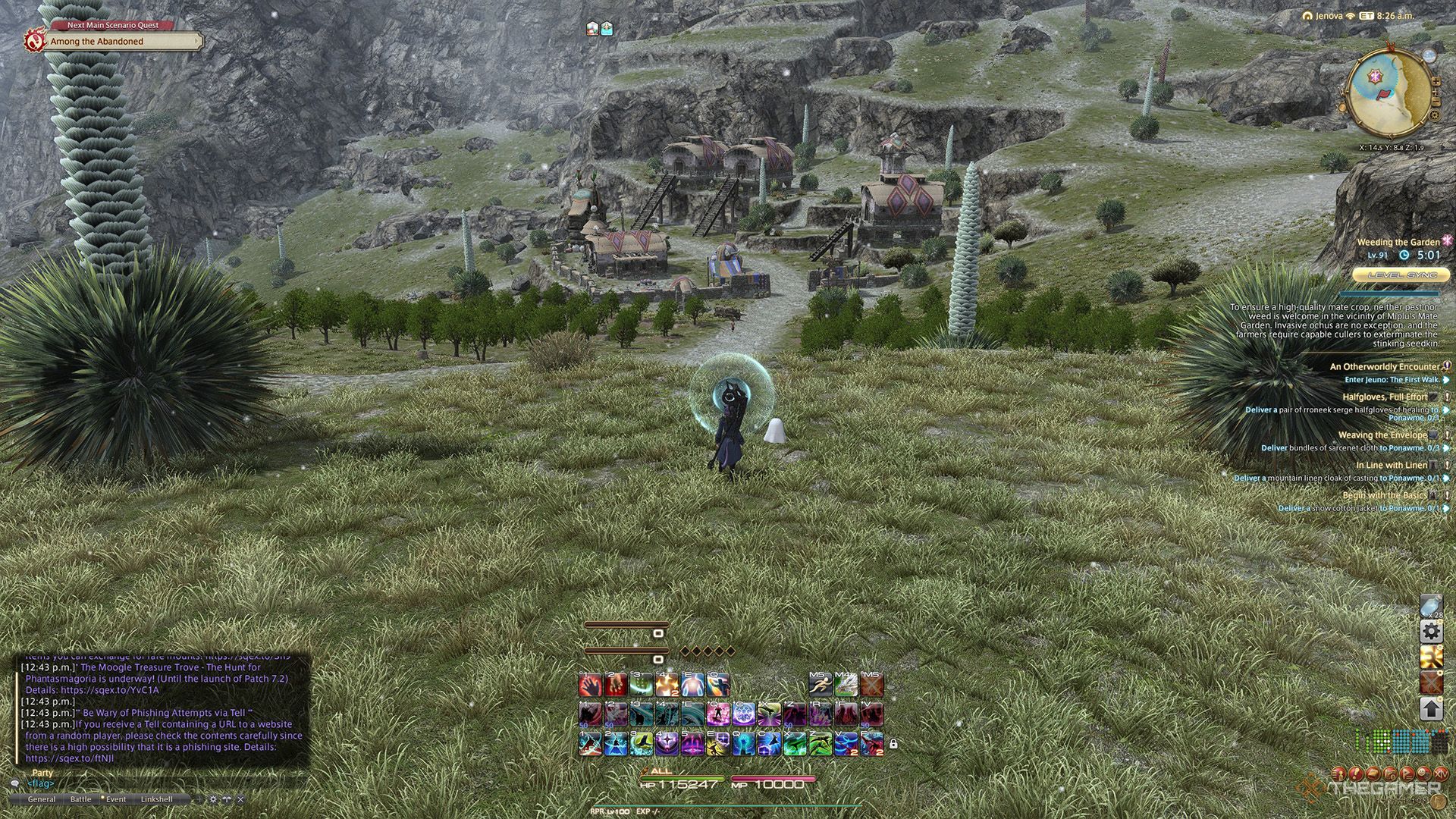 A player standing at a Sightseeing Log location in Final Fantasy 14.