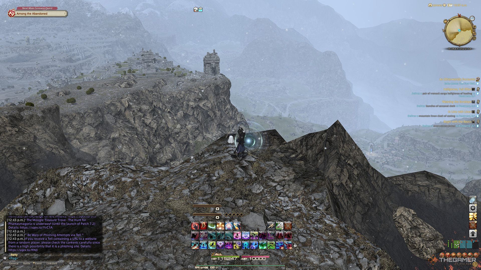 A player standing at a Sightseeing Log location in Final Fantasy 14.