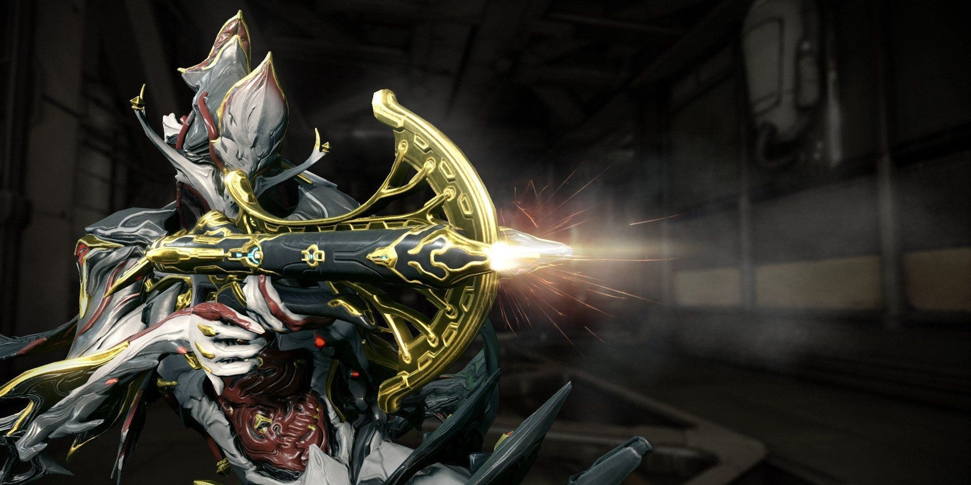 Warframe screenshot of Nekros Prime firing with a Tigris Prime.
