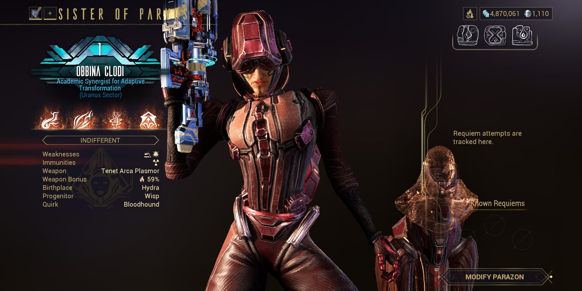 Warframe Sister of Parvos Lich