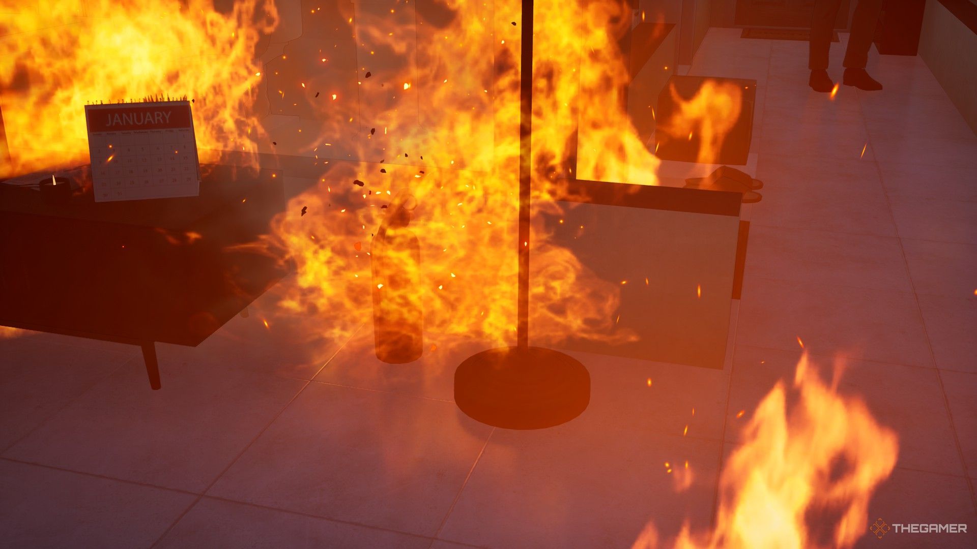 A fire extinguisher on fire in Inzoi.