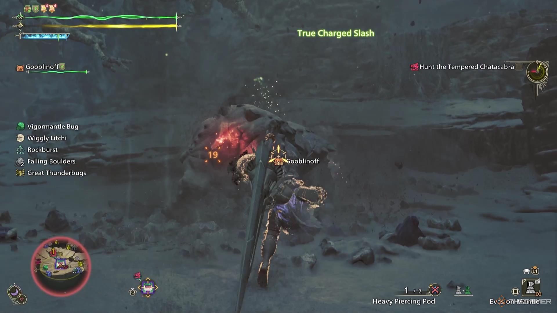 A Hunter aims at a wound on a monster in Monster Hunter Wilds.