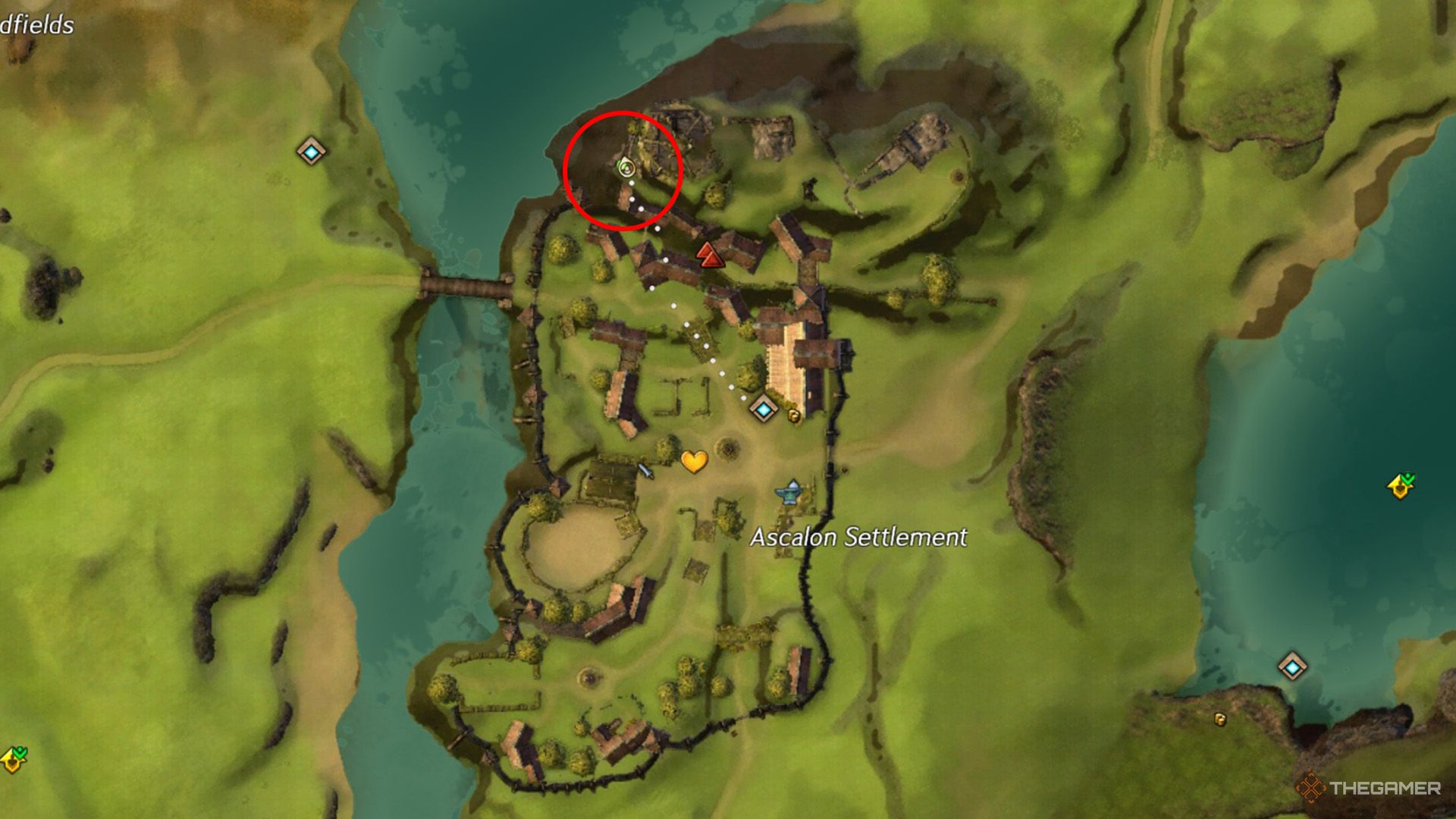 The map showing Mabon's Journal location in Guild Wars 2.