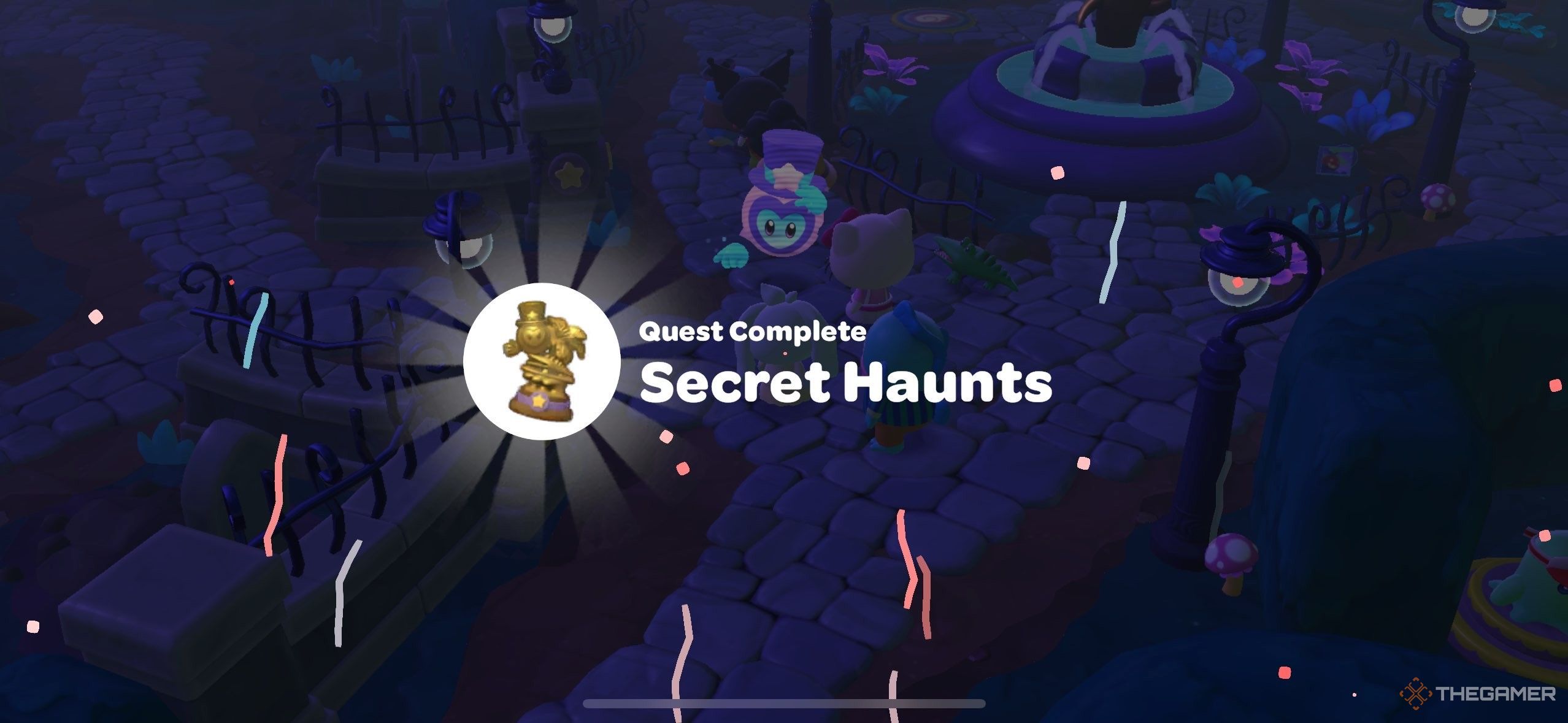 A player completing Secret Haunts in Hello Kitty Island Adventure.