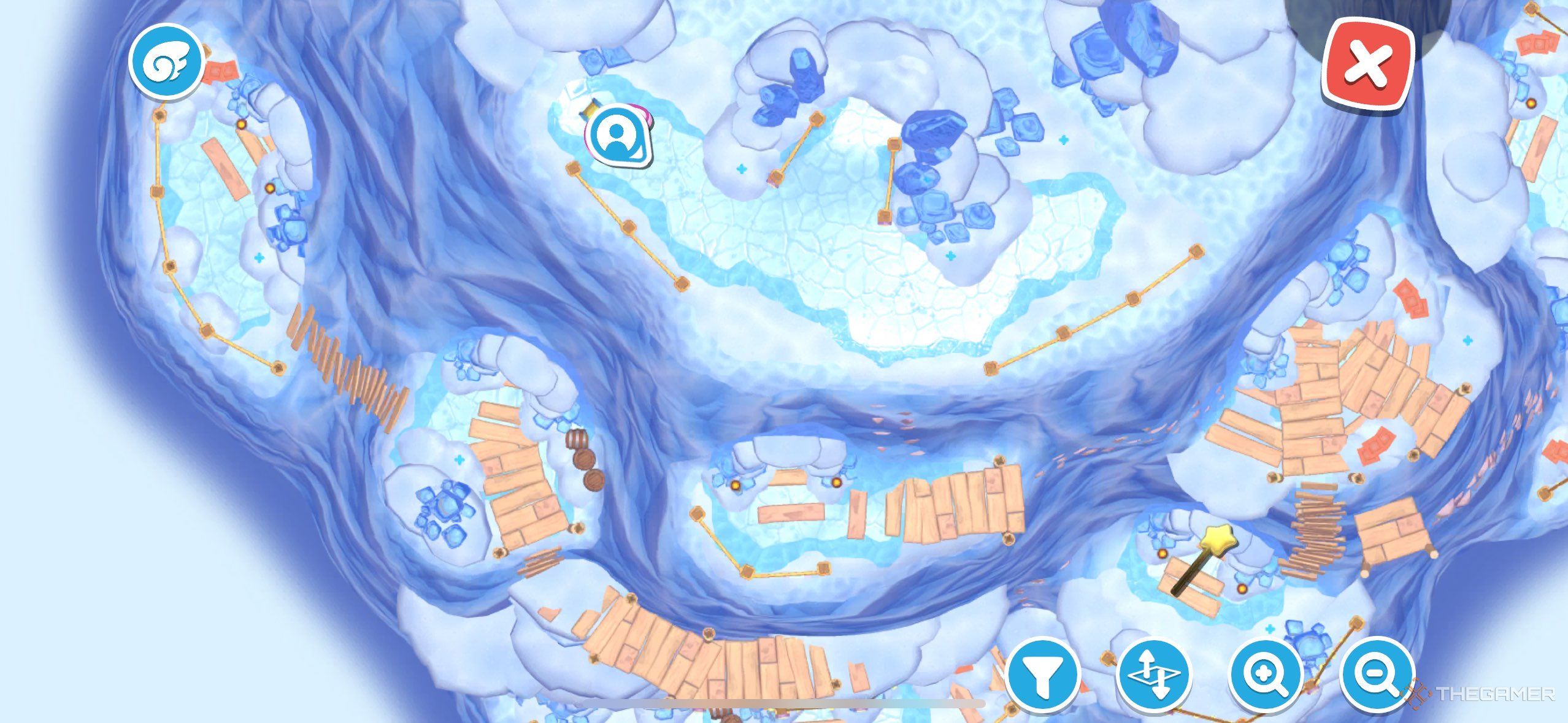 A player looking a map with Lala's wand icon in Hello Kitty Island Adventure.
