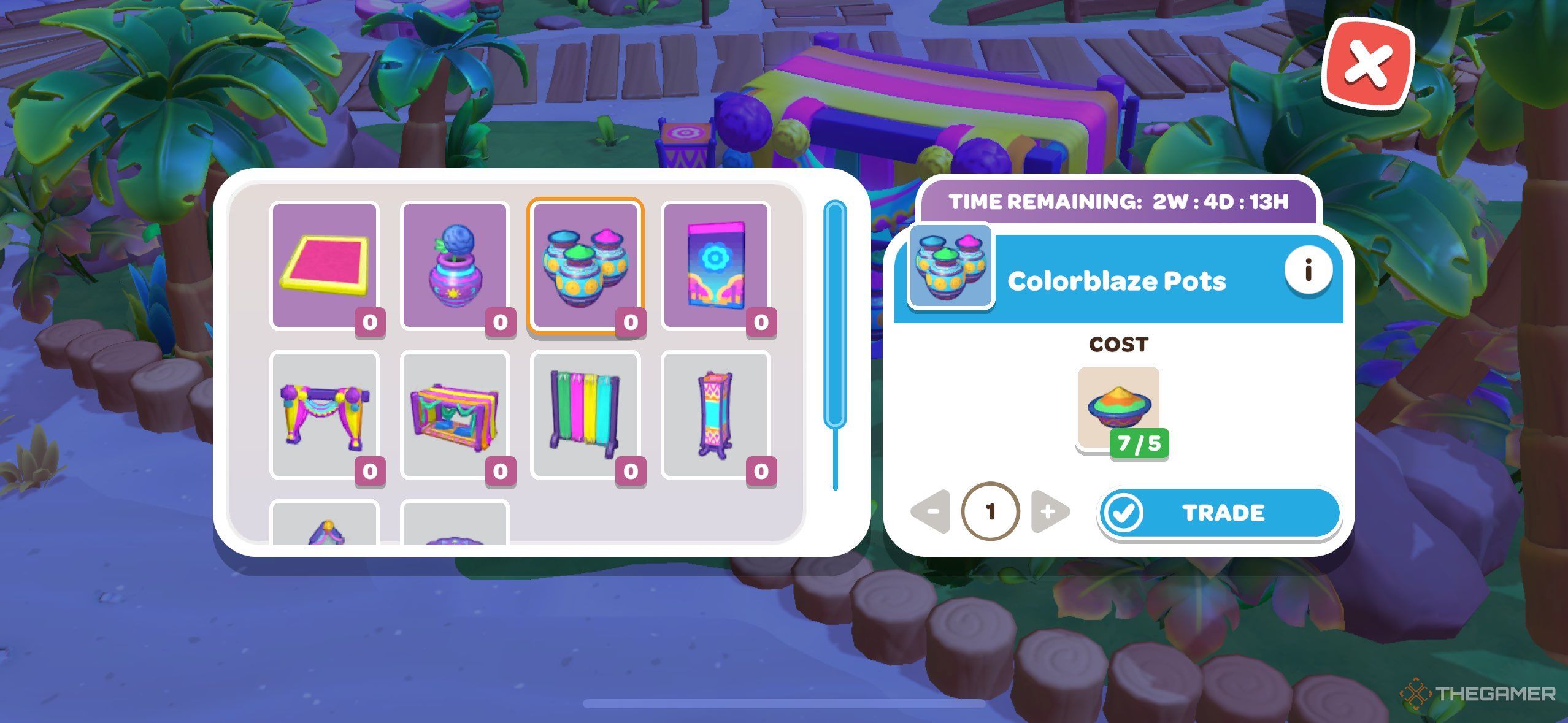 A player looking at a Colorblaze kiosk in Hello Kitty Island Adventure.