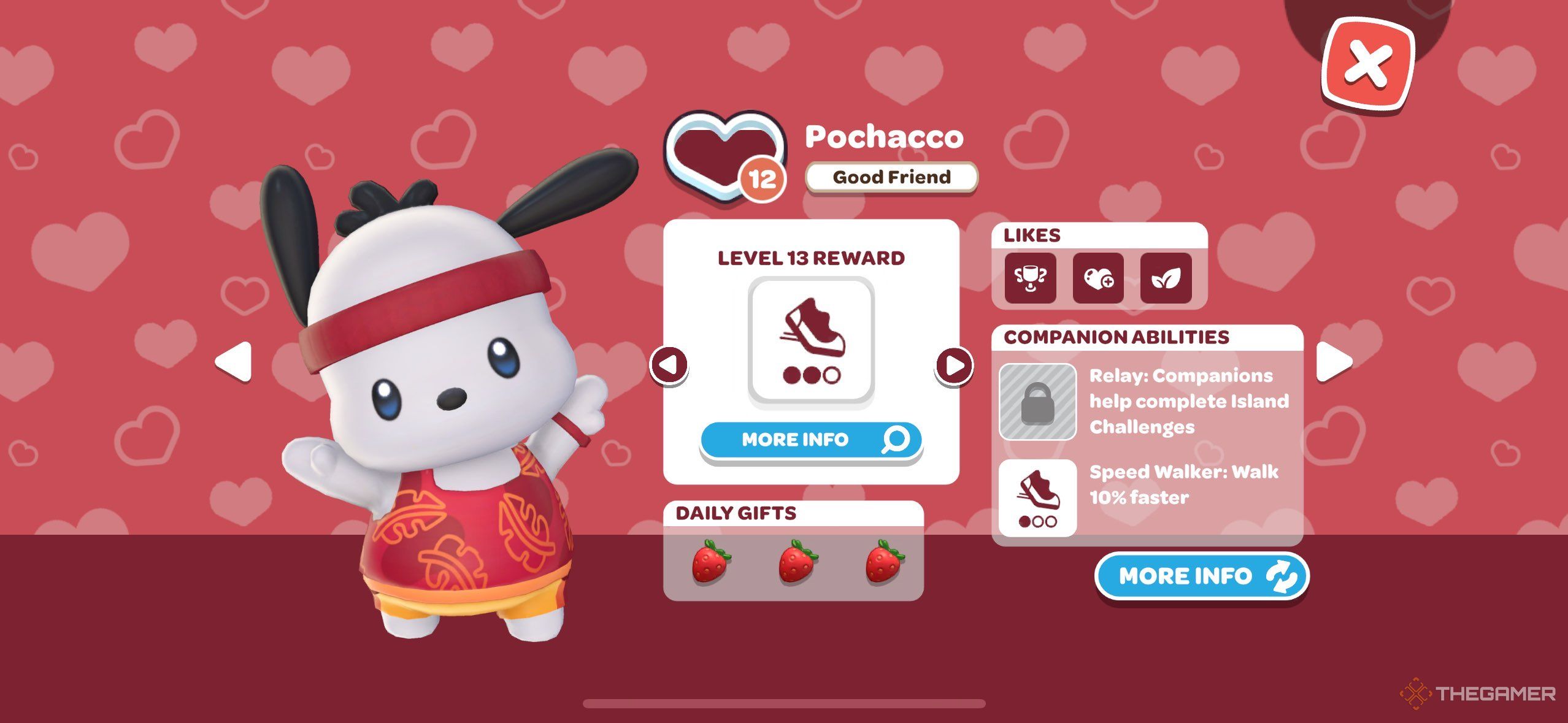 A player looking at Pochacco's ability in Hello Kitty Island Adventure.