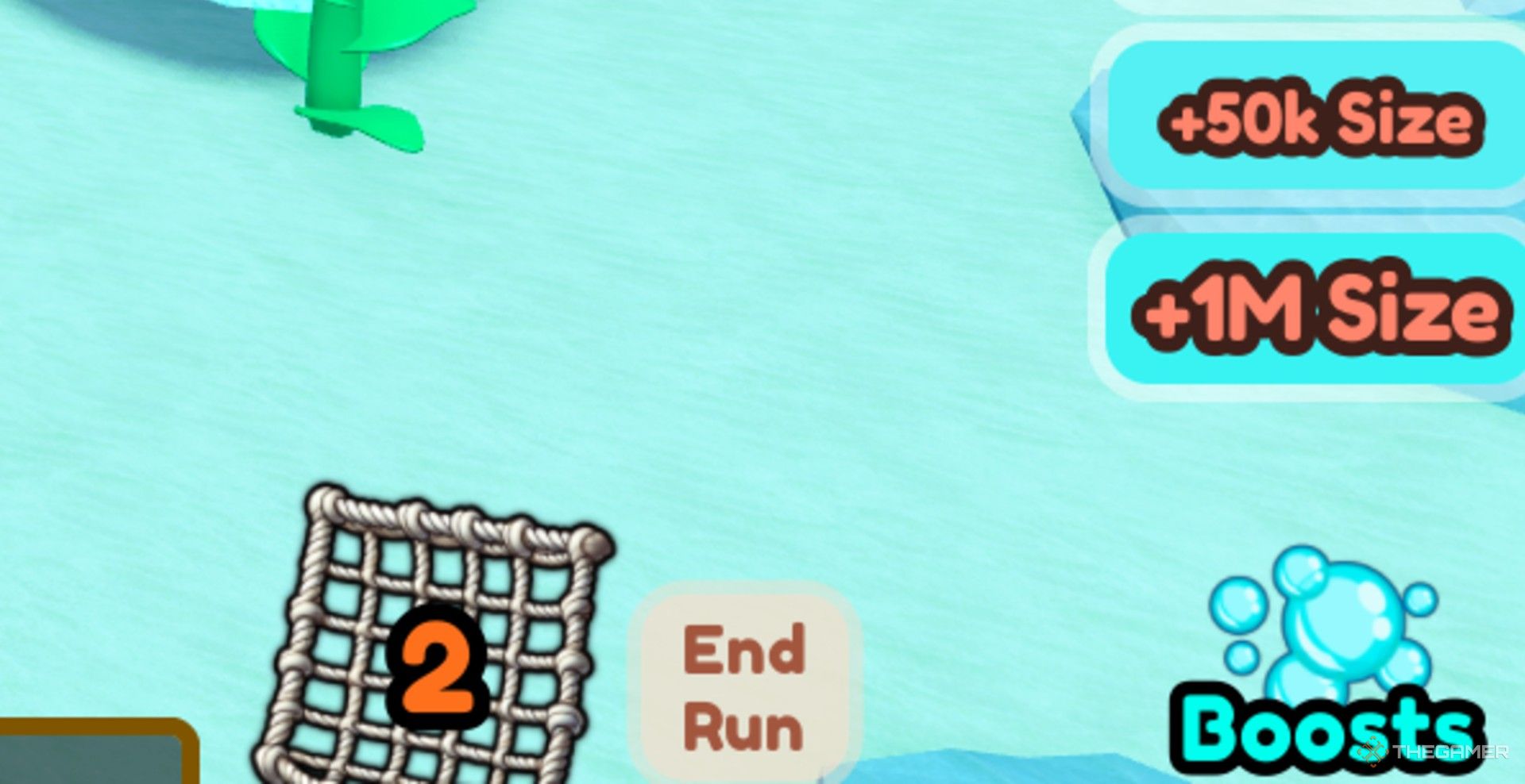 A player looking at the end run button in Be Fish.