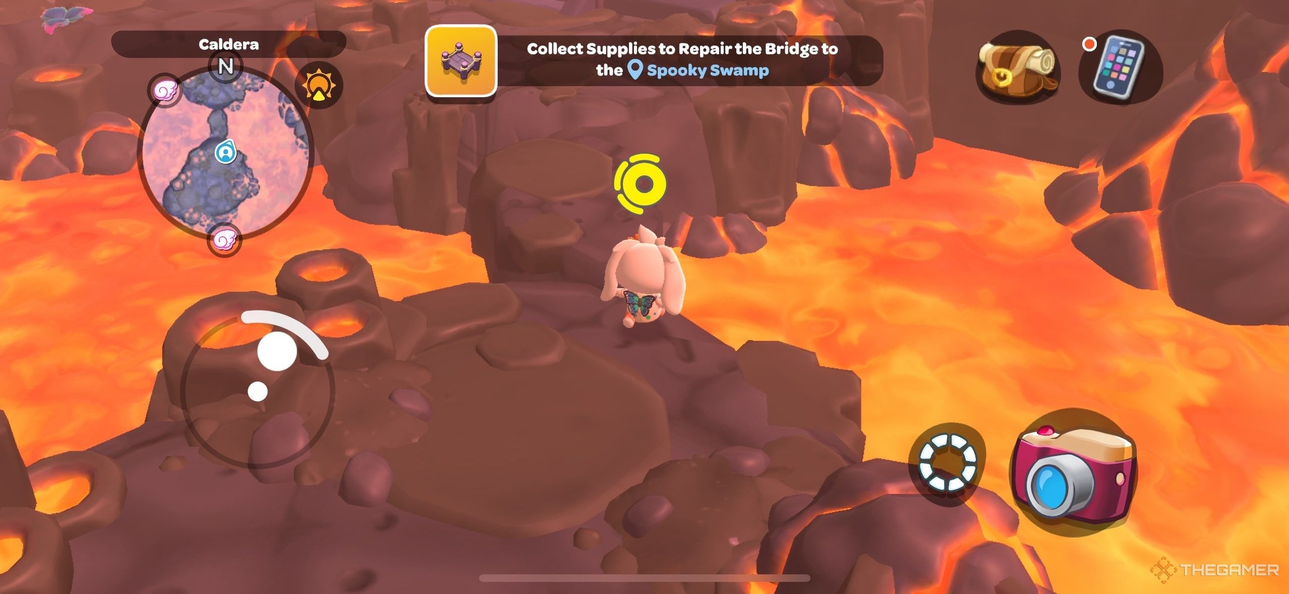 A player running near lava in Hello Kitty Island Adventure.