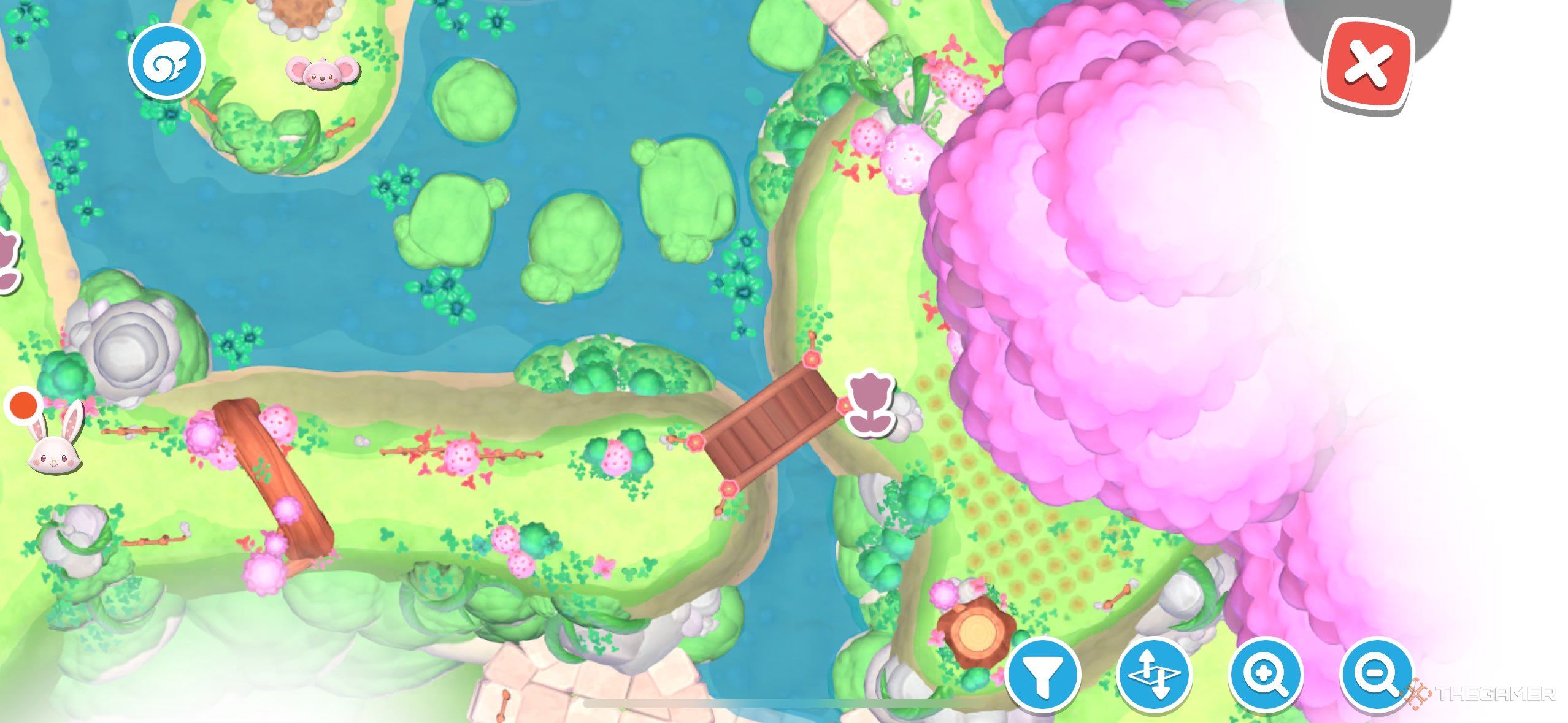 A player zoomed in on a flower plot in Hello Kitty Island Adventure.