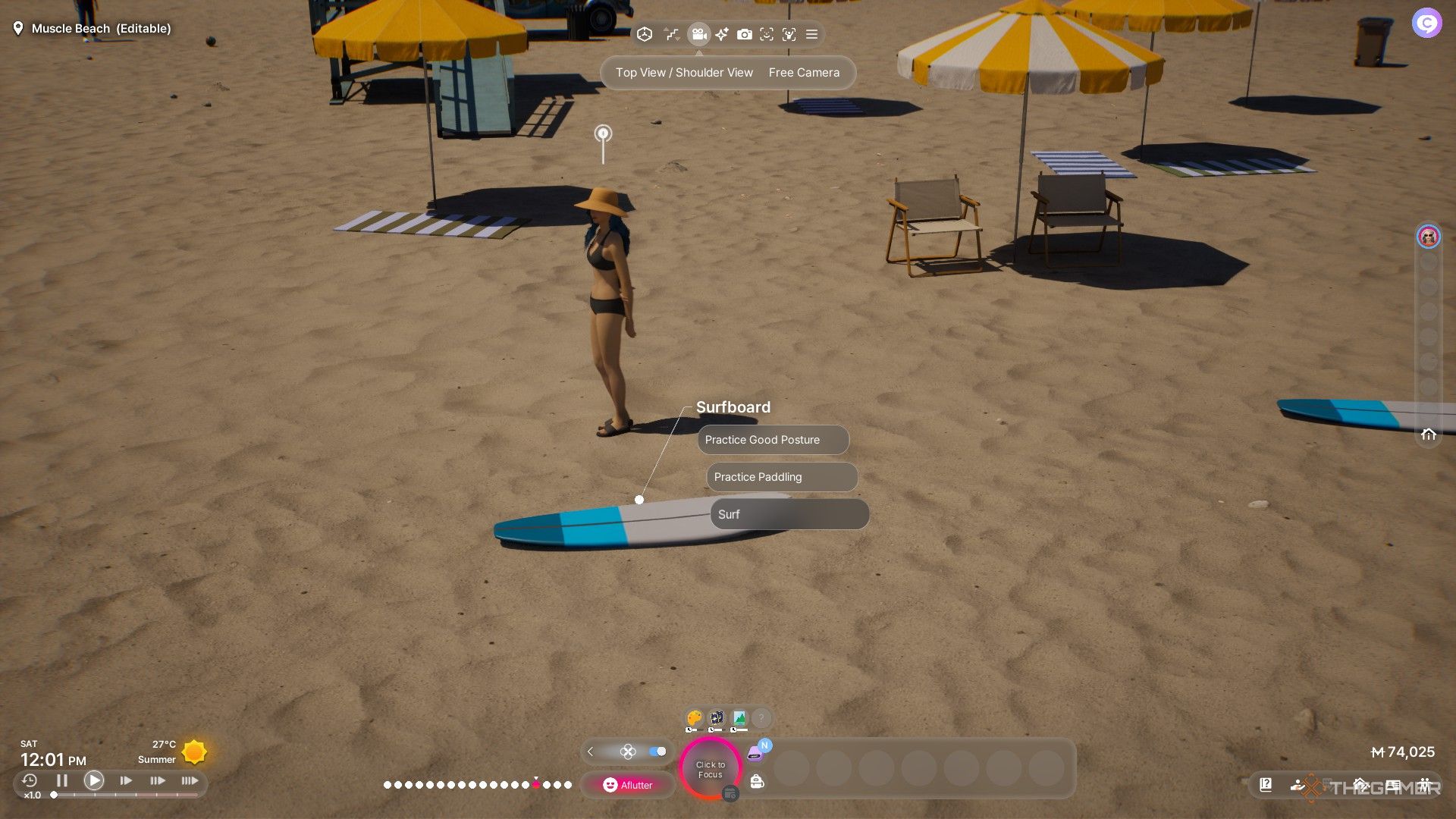 A zoi near a surfboard in InZoi.