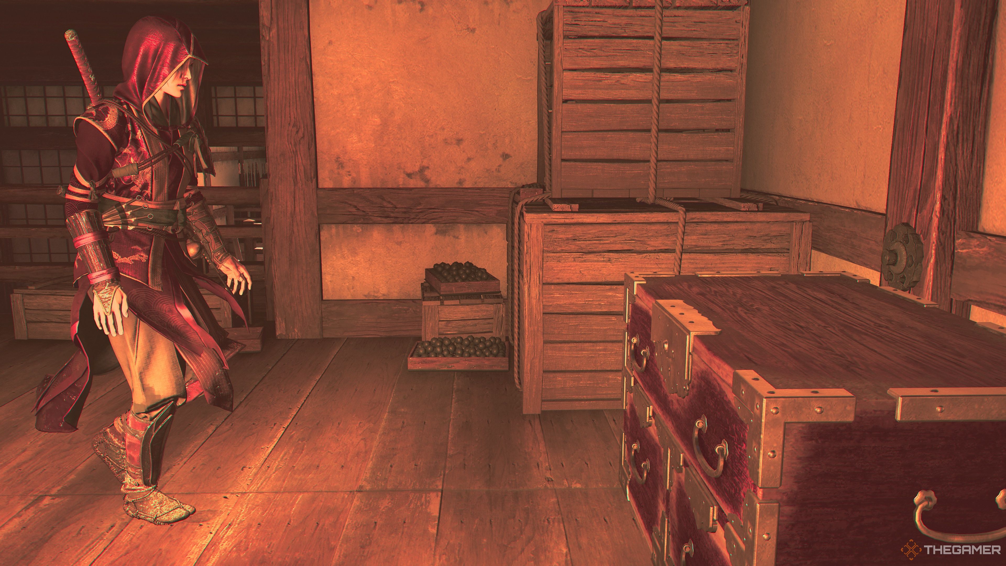 Naoe approaches the Nochiseyama Castle Chest in Assassin's Creed Shadows.