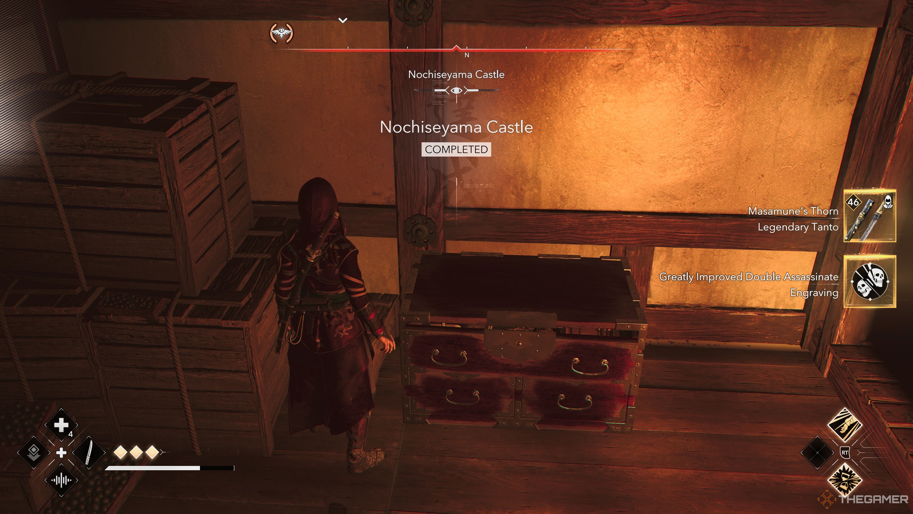 The Nochiseyama Castle Rewards including Masamune's Thorn in Assassin's Creed Shadows.
