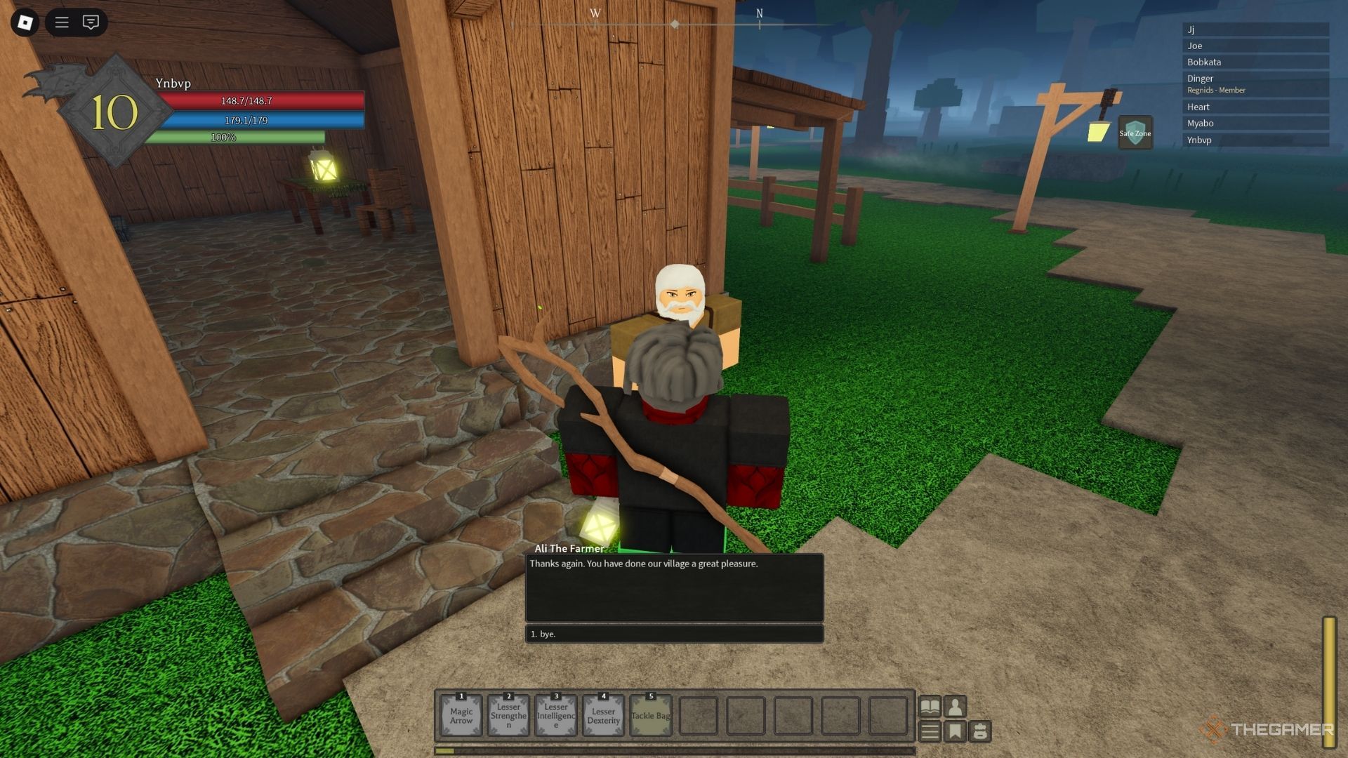 The player character shows the Ali The Farmer NPC next to his farm in Rune Slayer.