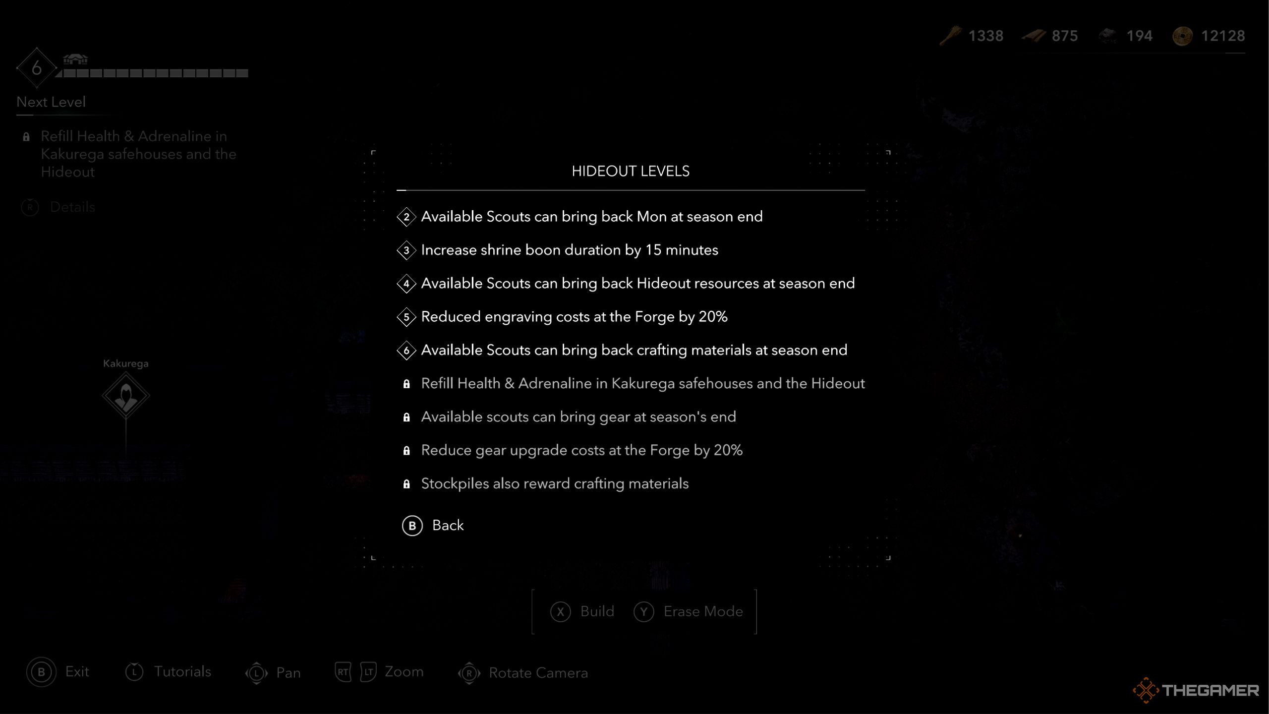 Assassin's Creed Shadows hideout levels.
