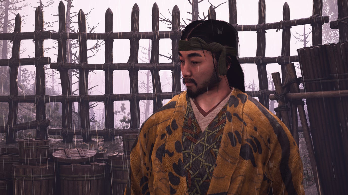 A close-up of Corrupt Blade, a Kabukimono boss in Assassin's Creed Shadows.