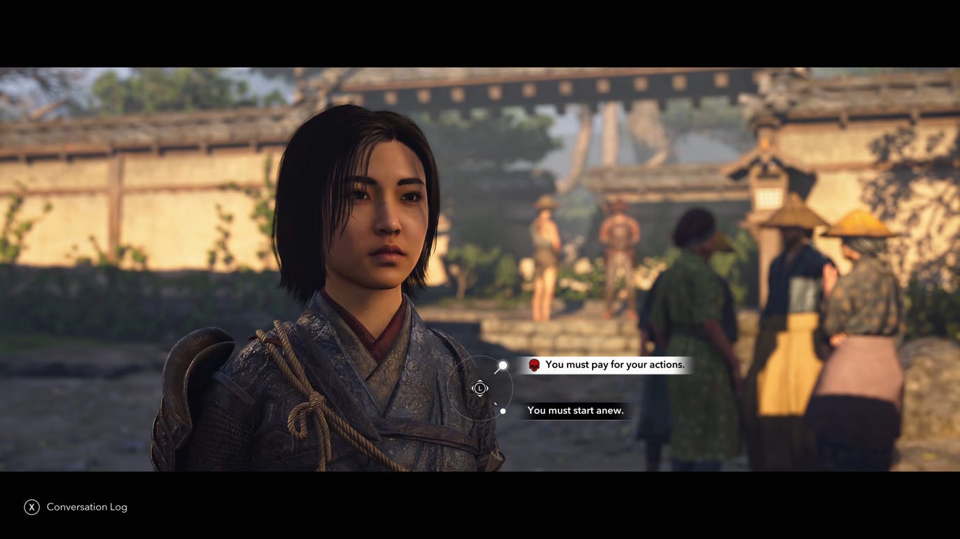 Naoe in Assassin's Creed Shadows faces a dialogue choice to kill or spare the Gamemaker in the Butterfly Collector quest.