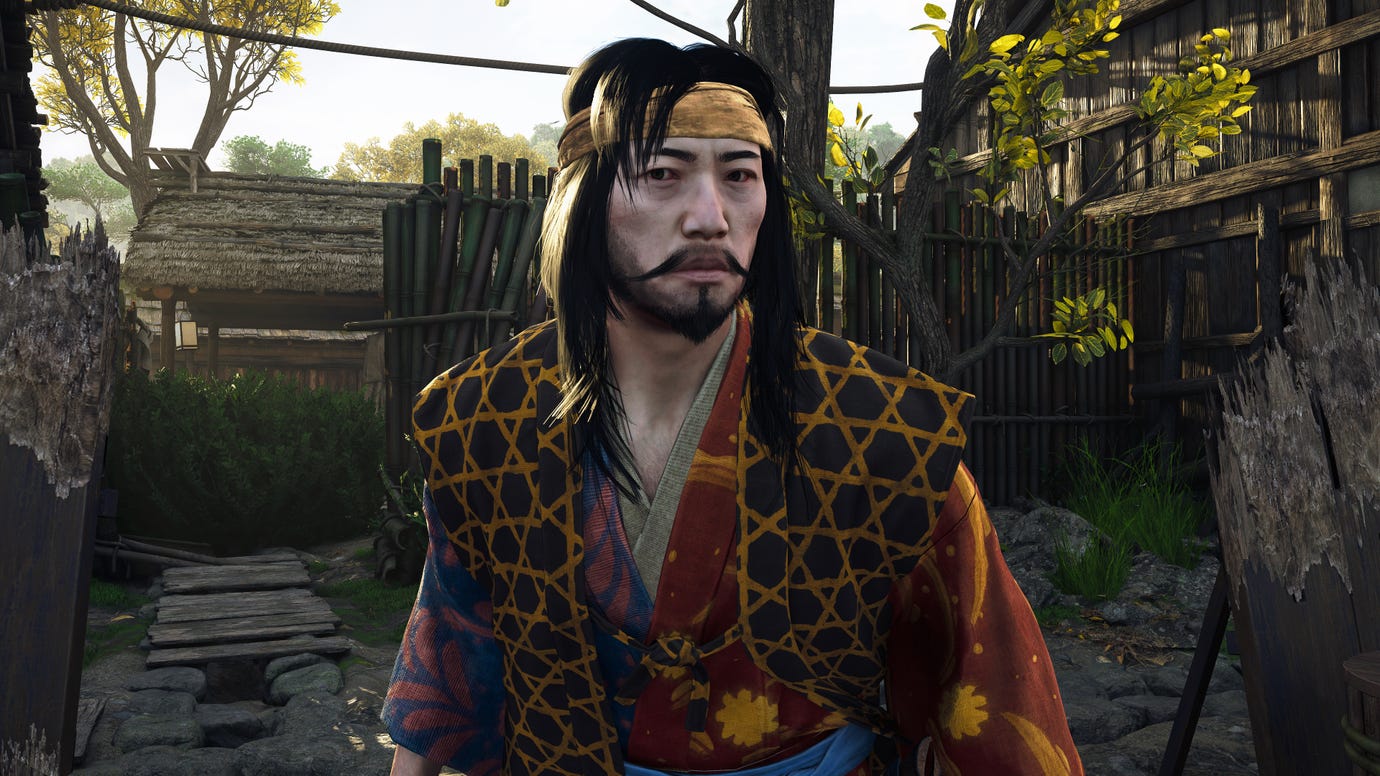 A close-up of Ghost General, a Kabukimono boss in Assassin's Creed Shadows.