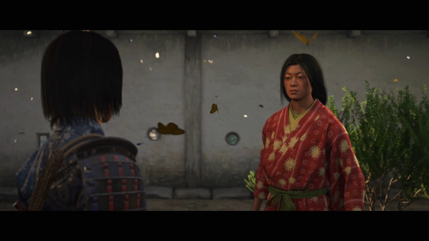 Naoe in Assassin's Creed Shadows speaks with Kacho, the leader of a ring of child kidnappers based in Osaka.