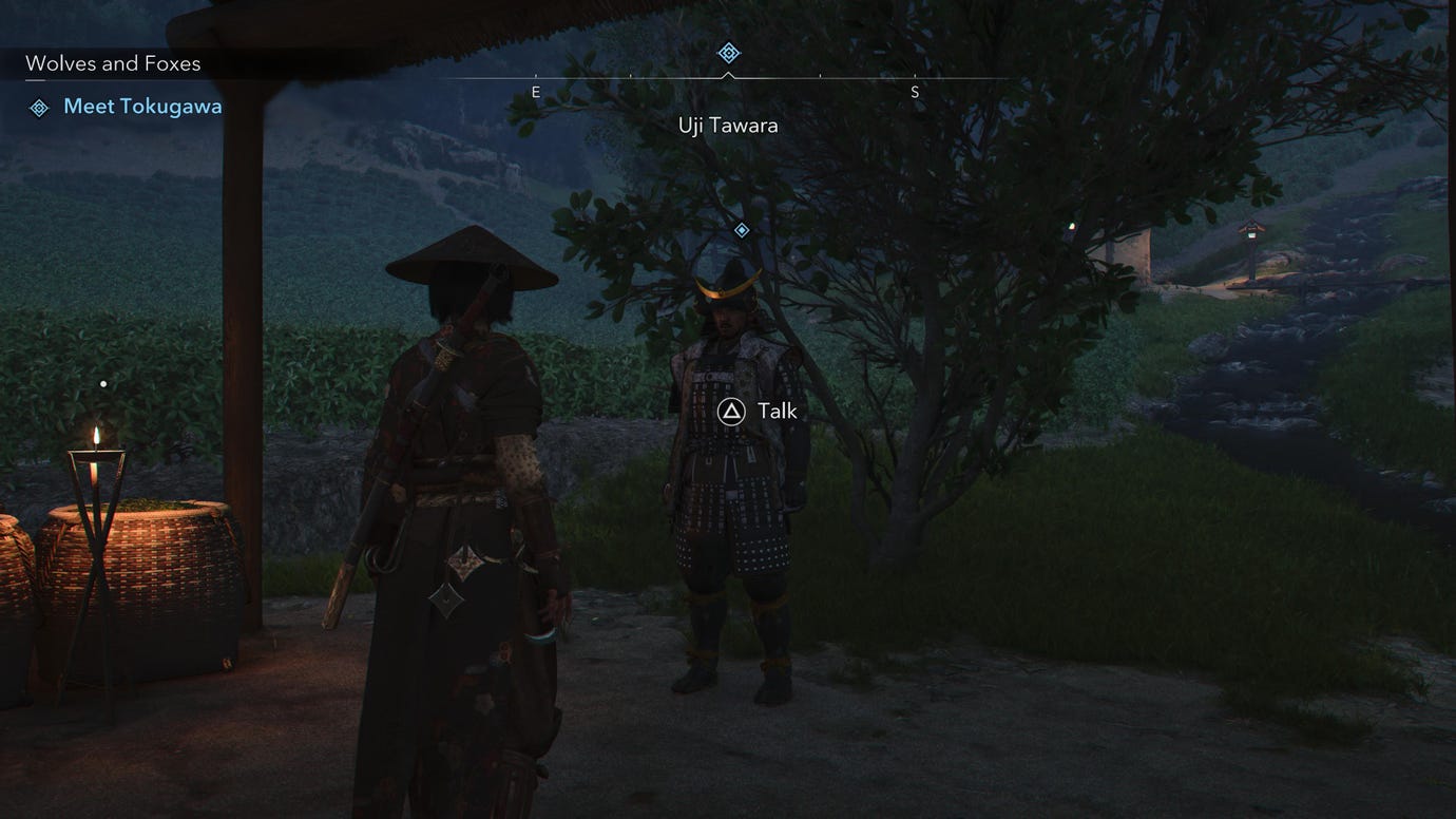 Наоэ стоит перед NPC Токугавой в Assassin's Creed Shadows.