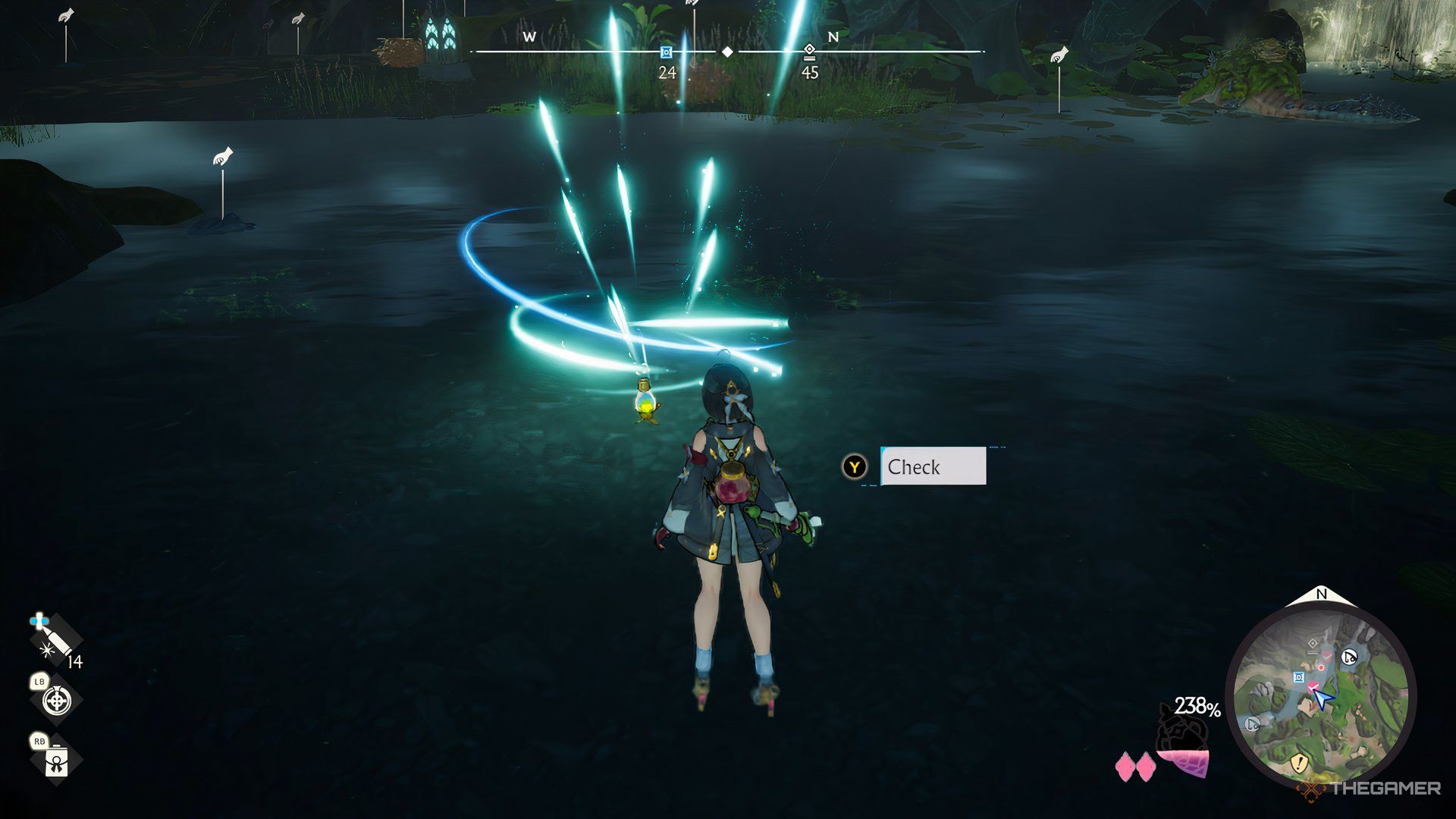 Yumia in front of a Mana Geyser in Atelier Yumia: The Alchemist Of Memories & The Envisioned Land.