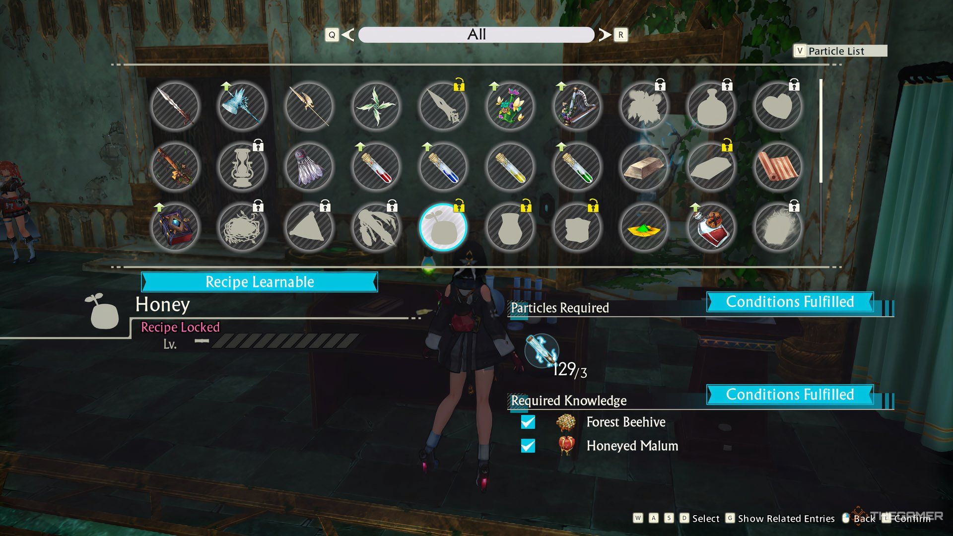 Yumia using Particles to learn Recipes in Atelier Yumia: The Alchemist Of Memories & The Envisioned Land.