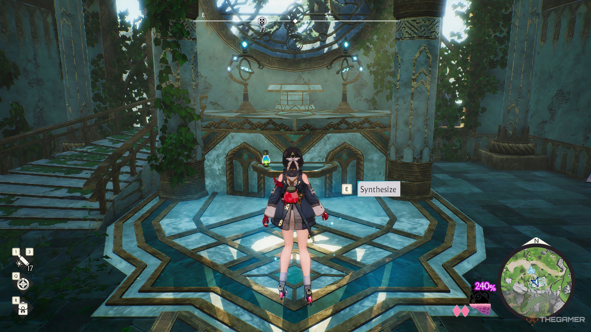 Yumia in front of the Simple Altar in Atelier Yumia: The Alchemist of Memories & The Envisioned Land.