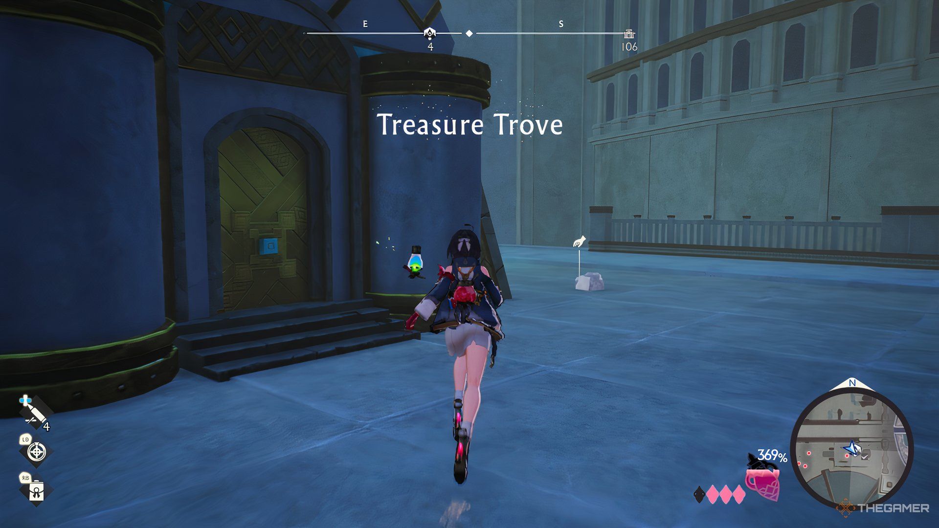 Yumia running to a Treasure Trove in Lacuna in Atelier Yumia: The Alchemist Of Memories & The Envisioned Land.