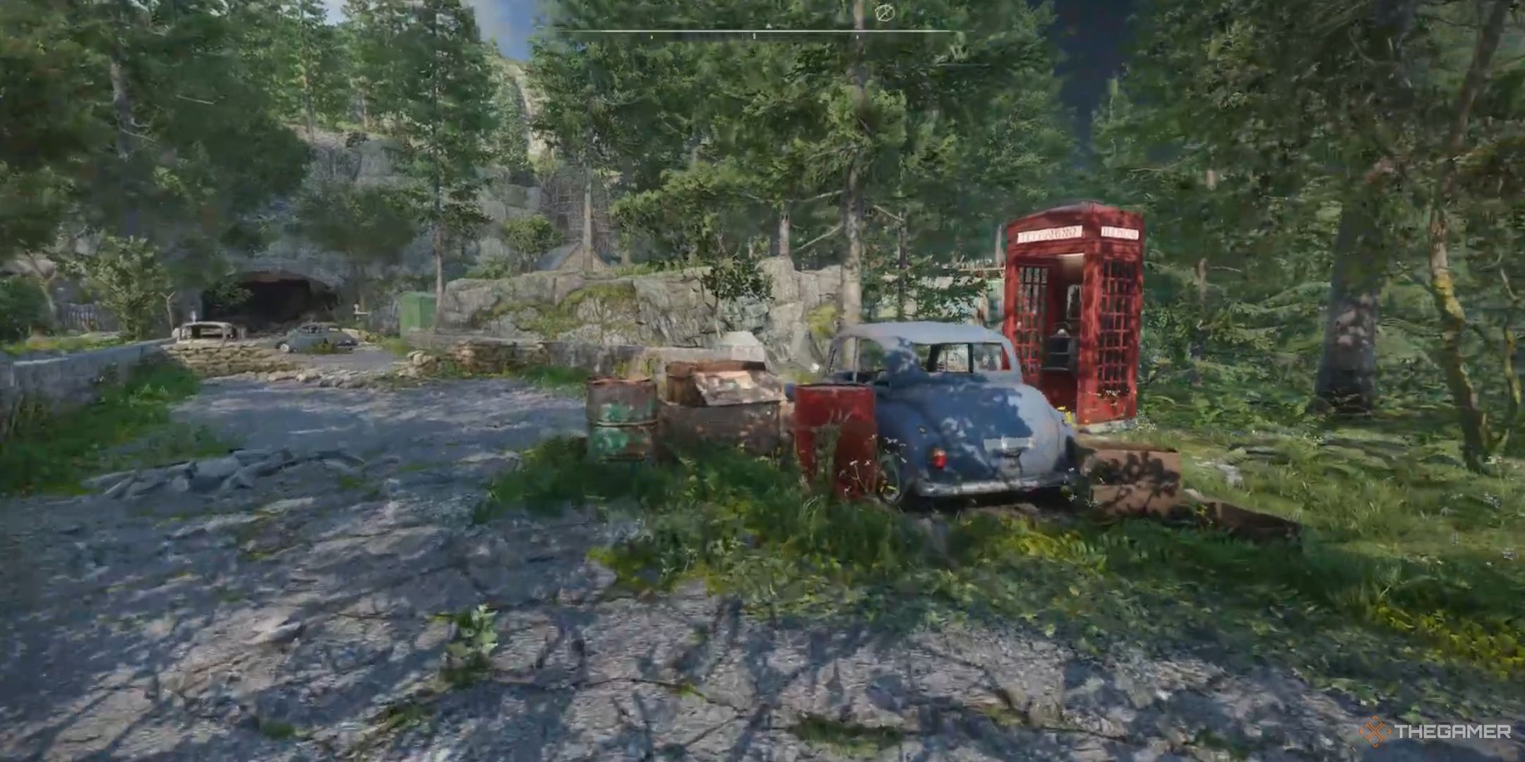 Atomfall - abandoned cars near a telephone box