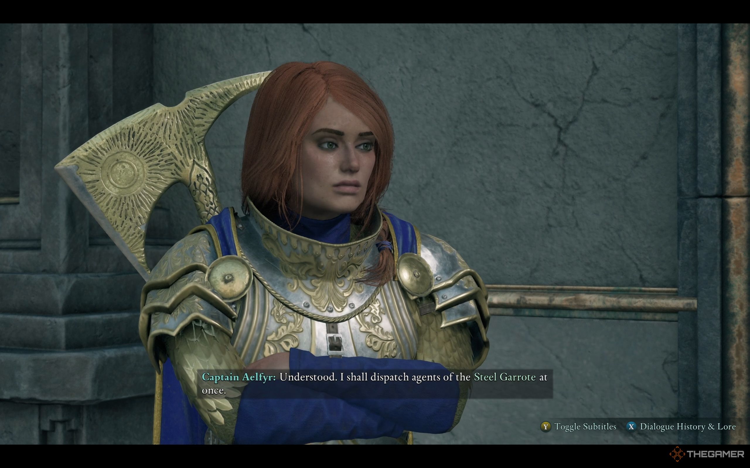 Captain Aelfyr assures the Envoy that she's sending troops to capture Leoflaed and Glaedwine.