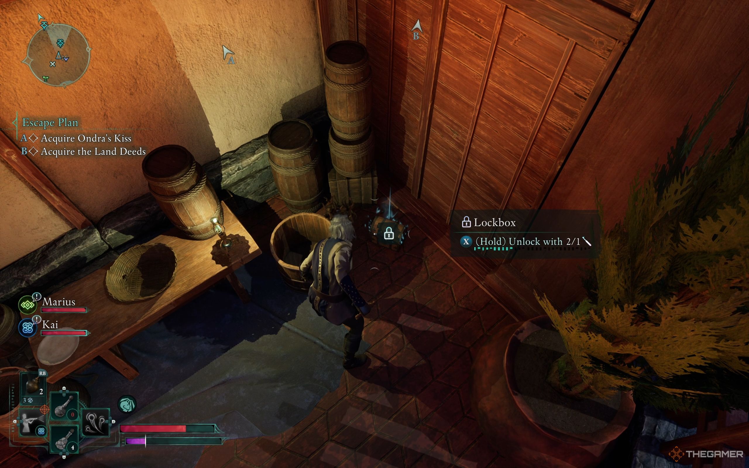 The Envoy is lockpicking a lockbox.