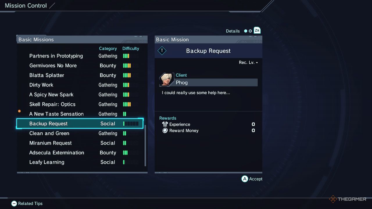 Backup Request Basic Mission in Xenoblade Chronicles X